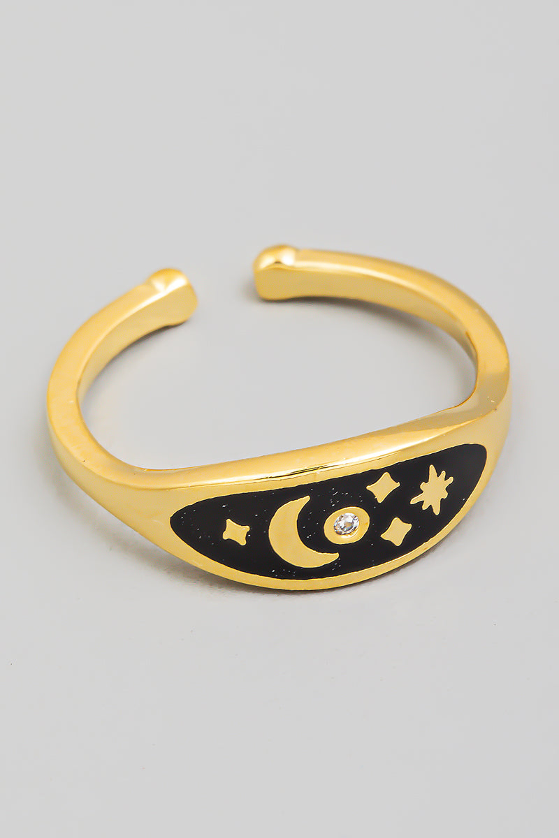 Enamel Moon And Star Ring - Proper