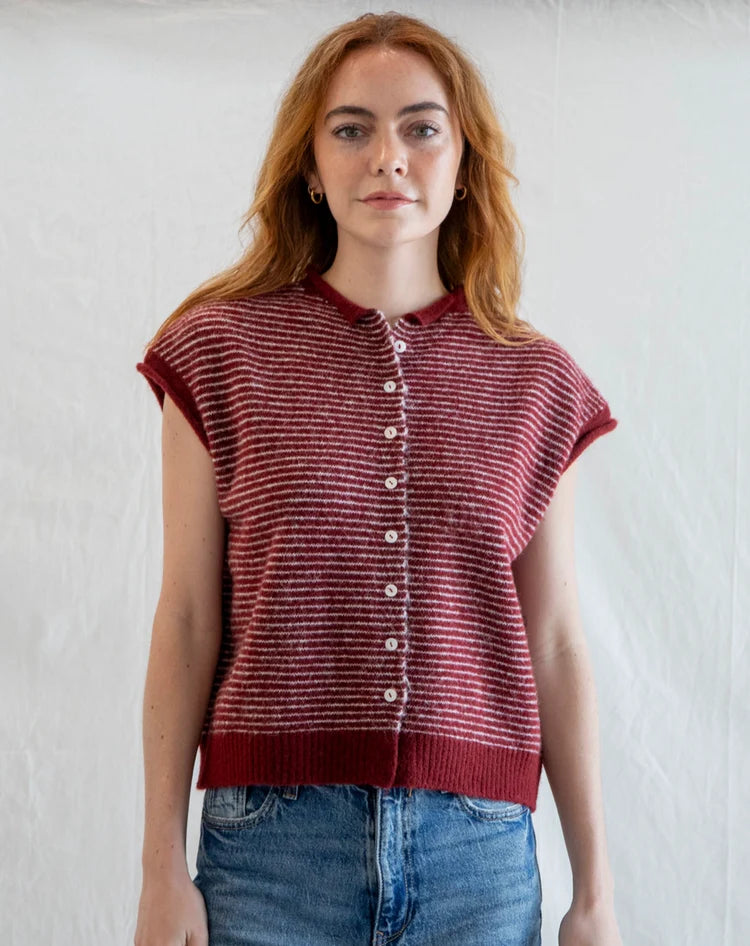 Striped Piper Vest Cardigan