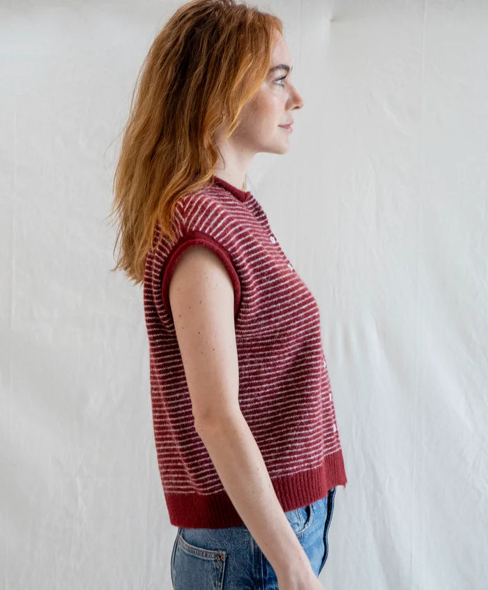 Striped Piper Vest Cardigan