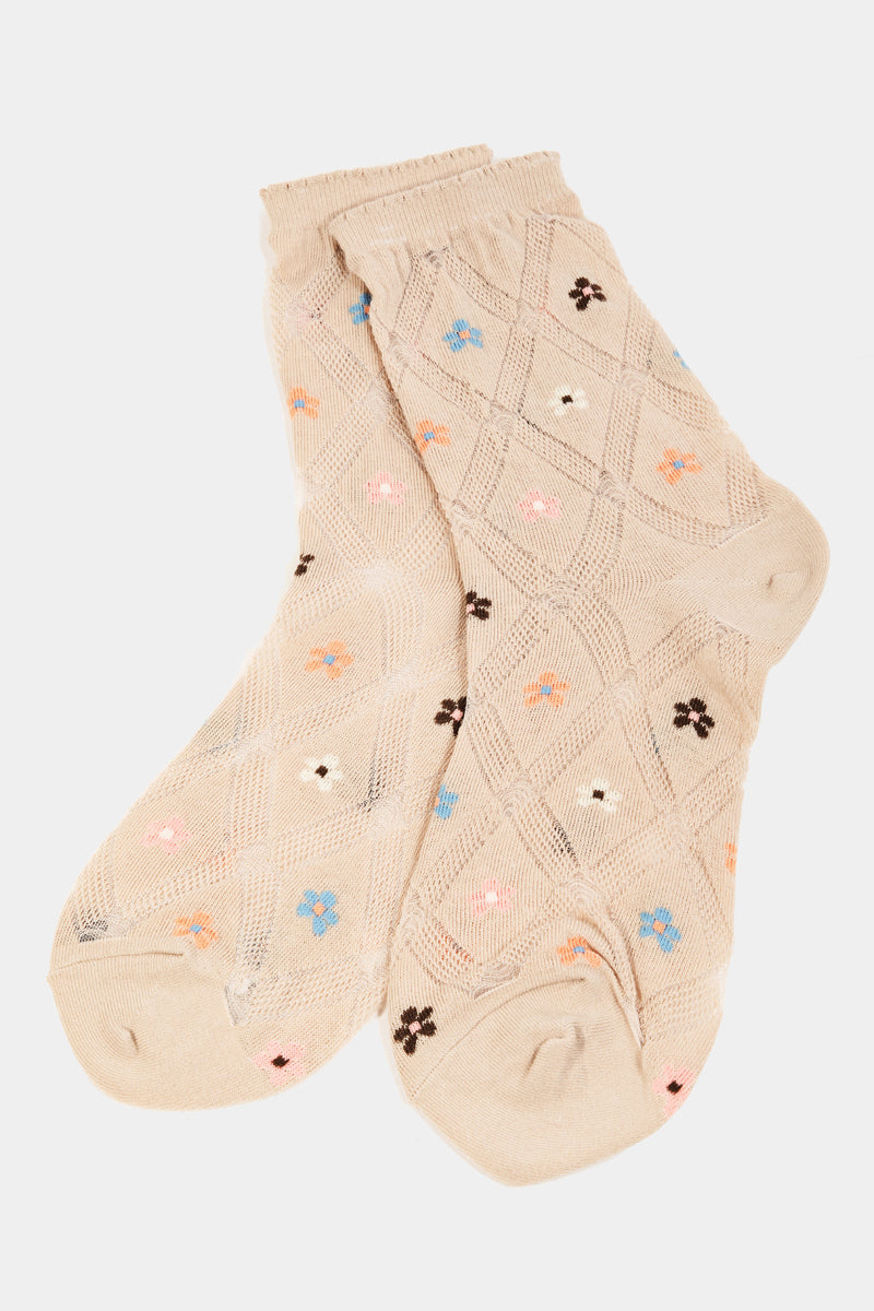 Beige Daisy Socks - Proper