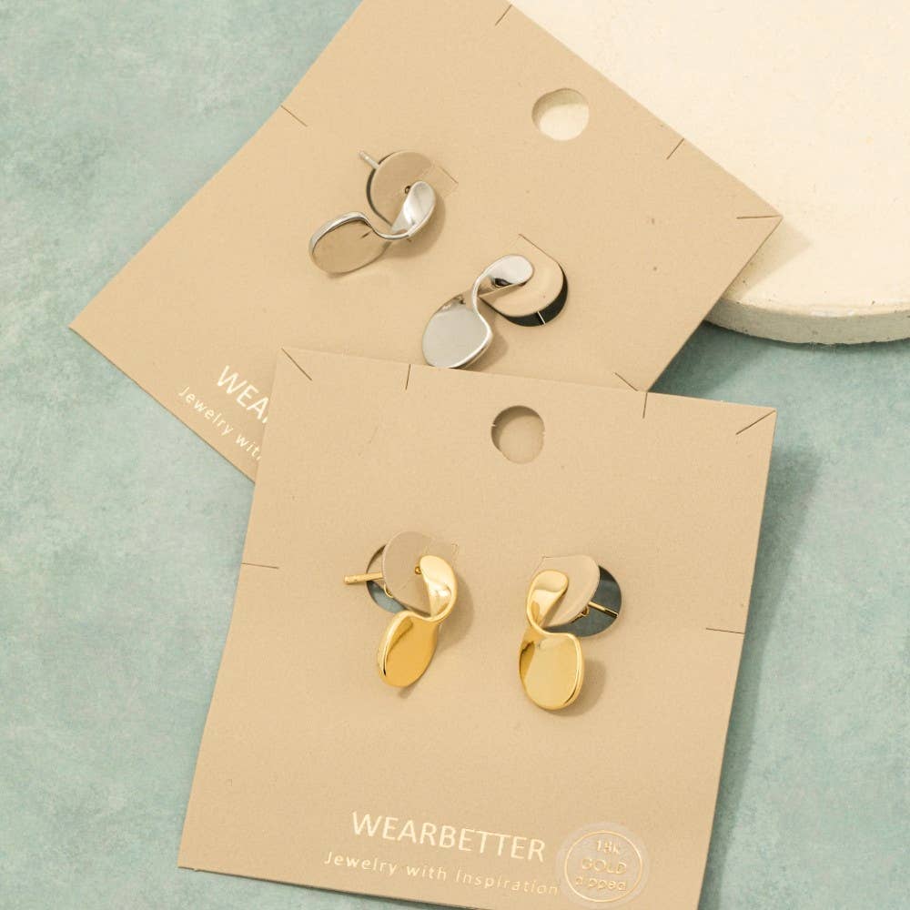 Gold Dipped Twisted Flat Oval Hoop Earrings - Proper