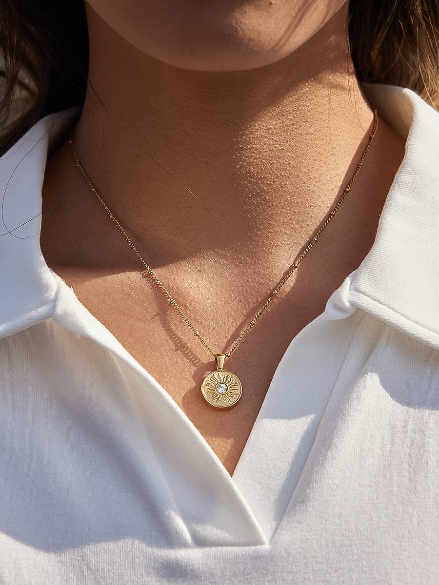 Starla 18K Gold Non-Tarnish Sun Medallion Necklace - Proper