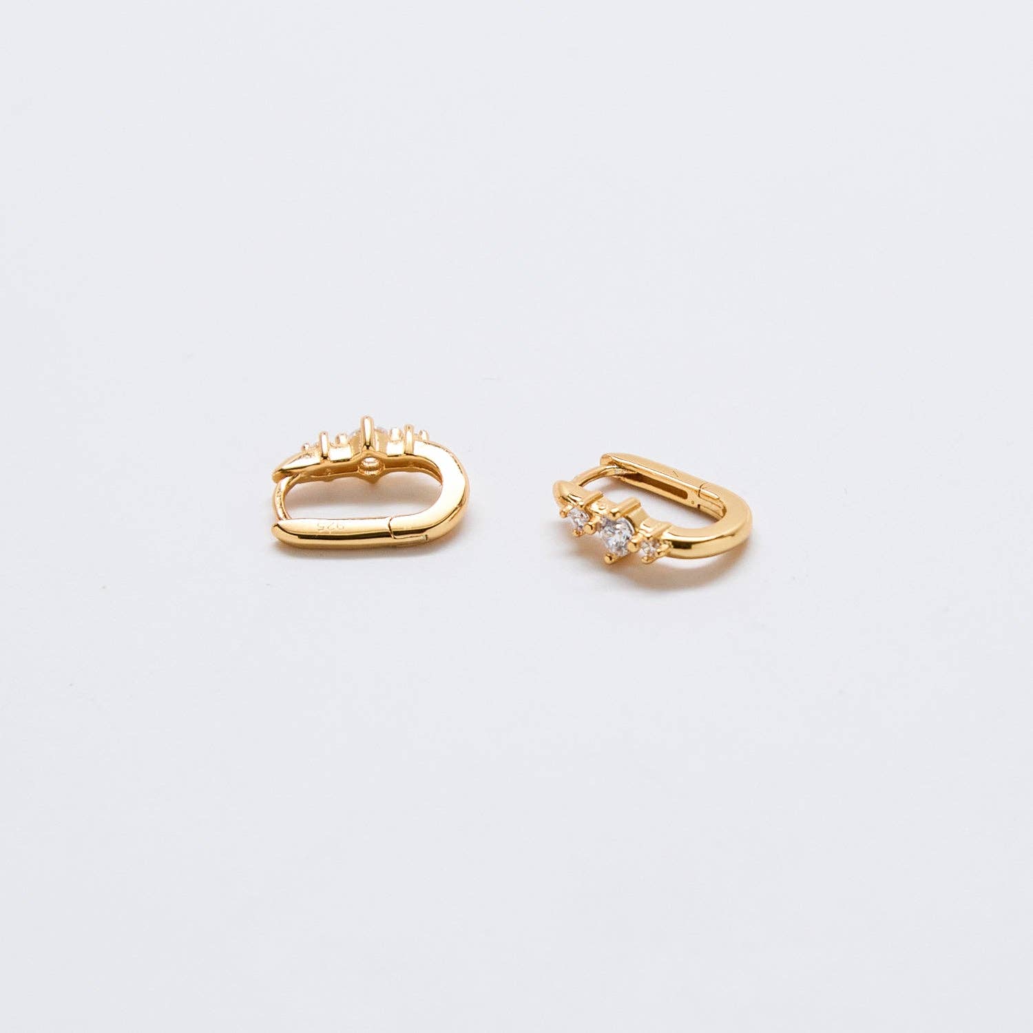 White CZ Square Huggie Earrings - Proper