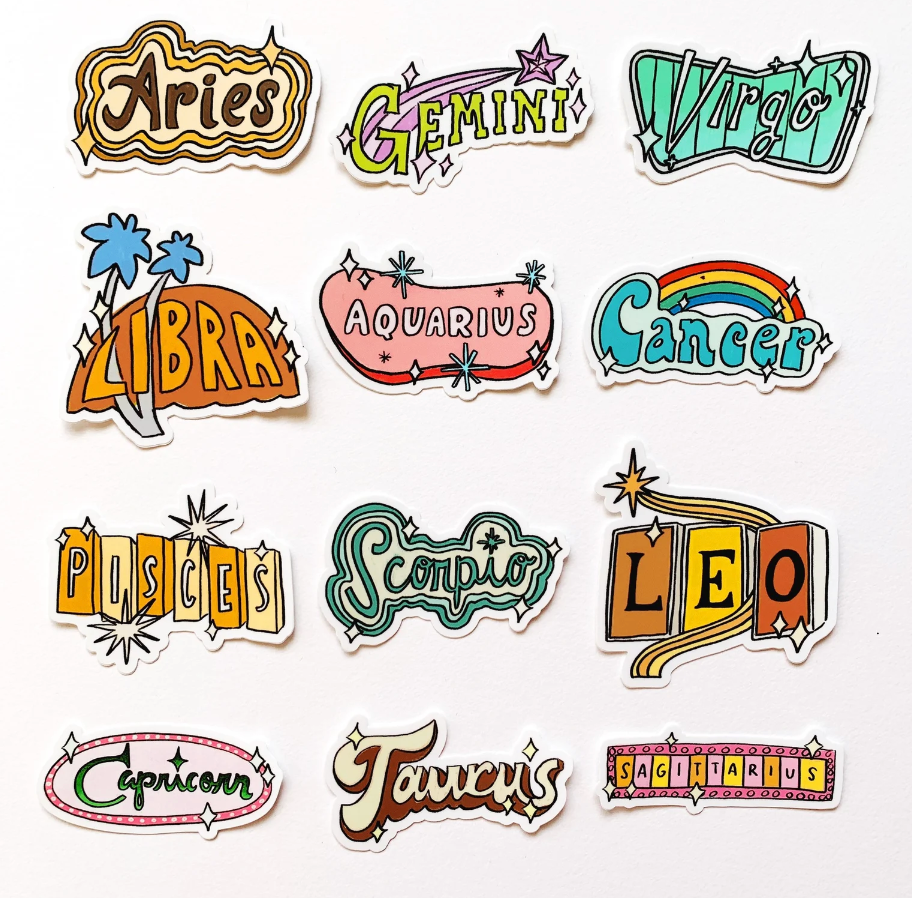 Vintage Inspired Zodiac Stickers