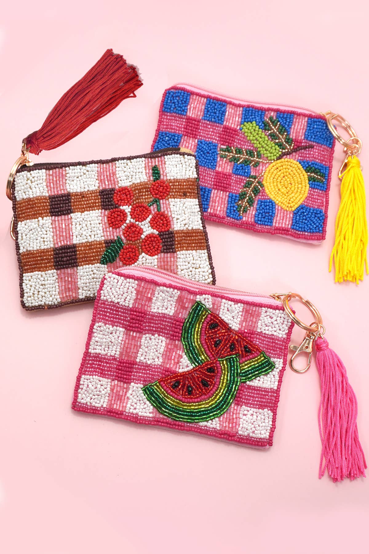 Cherry Beaded Coin Purse
