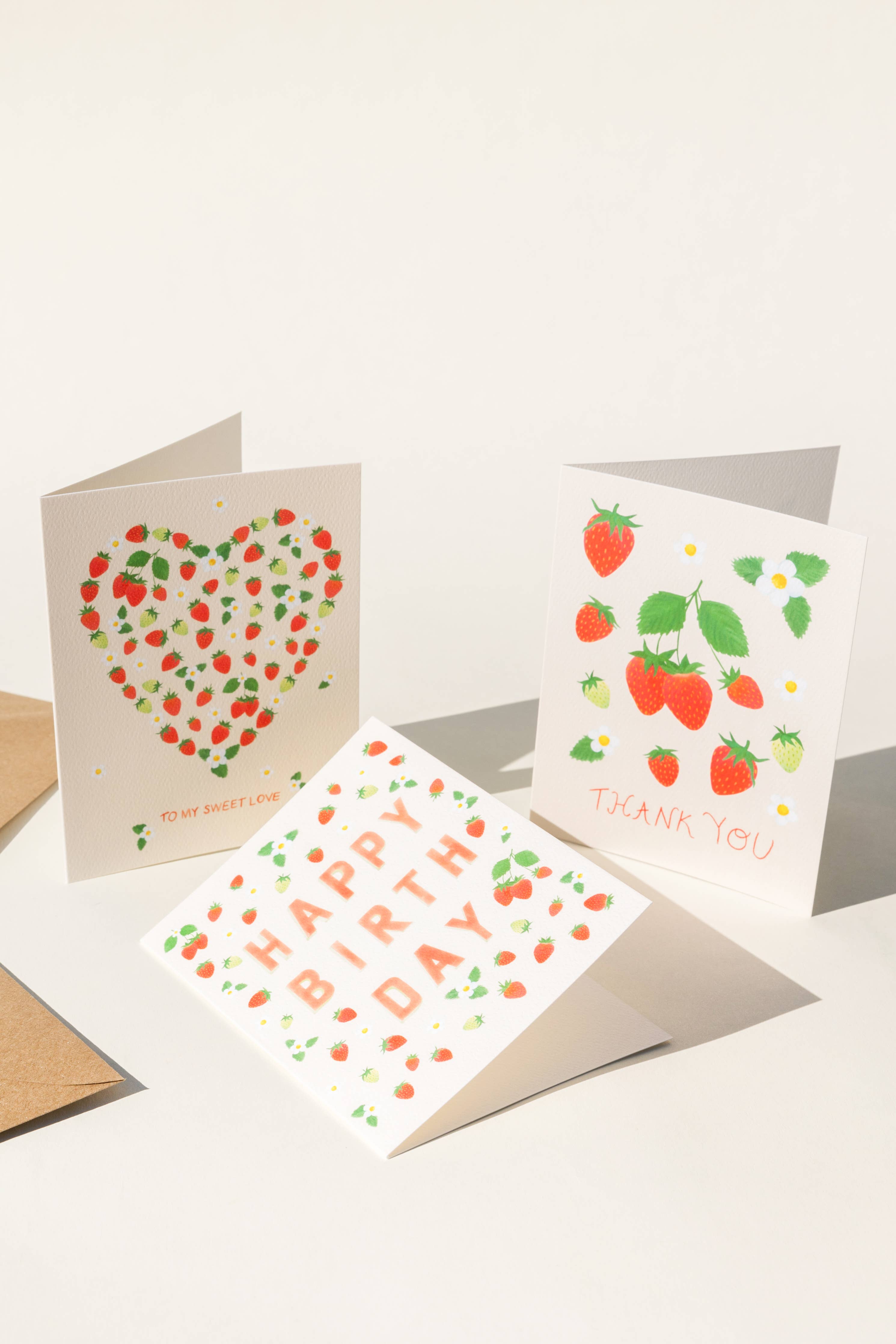 Strawberries Birthday Card - Proper