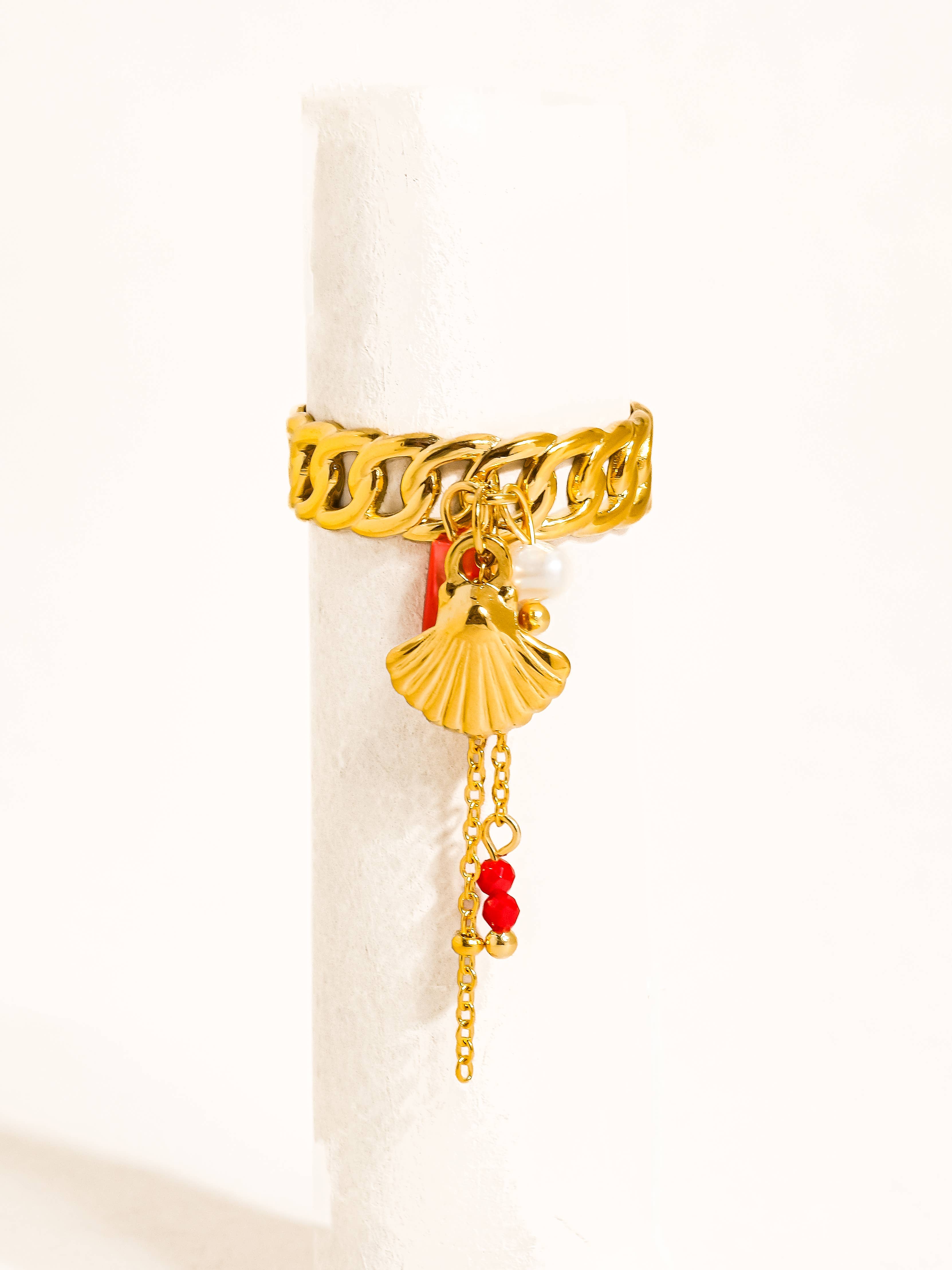Shell Dangle Chain Ring