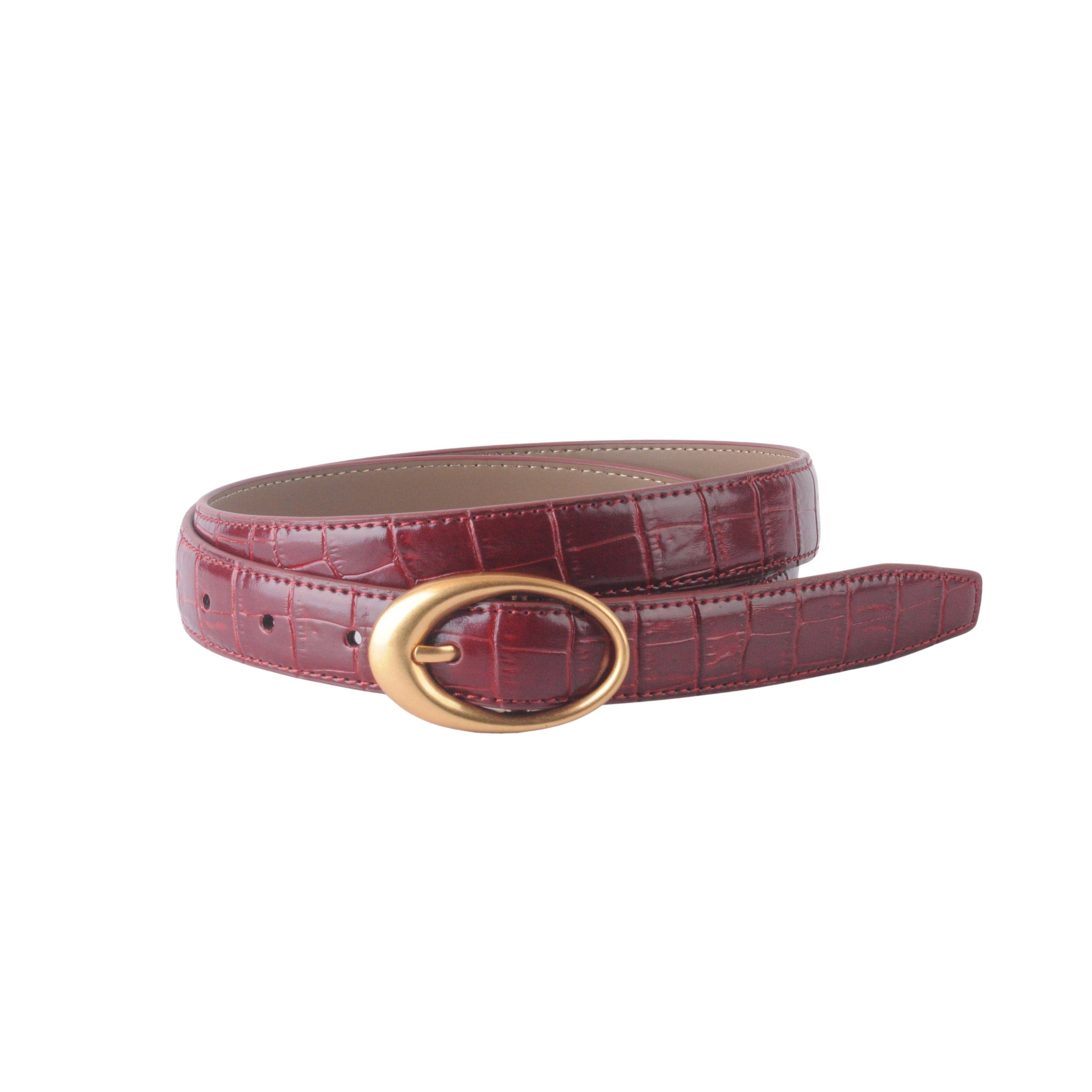 Croco Clean Stitched Belt with Oval Buckle - Proper
