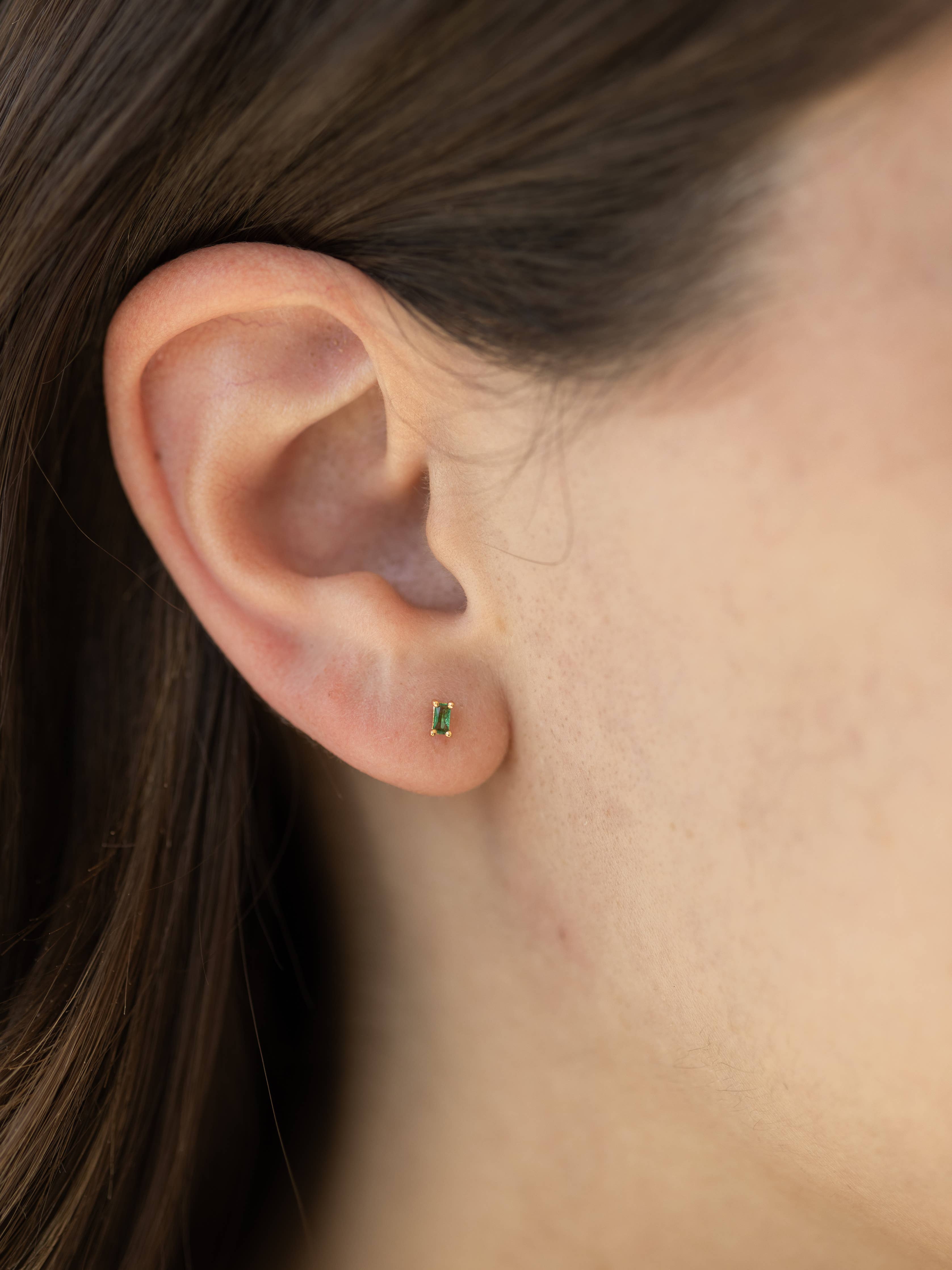 Dara Emerald CZ Baguette Earrings - Proper