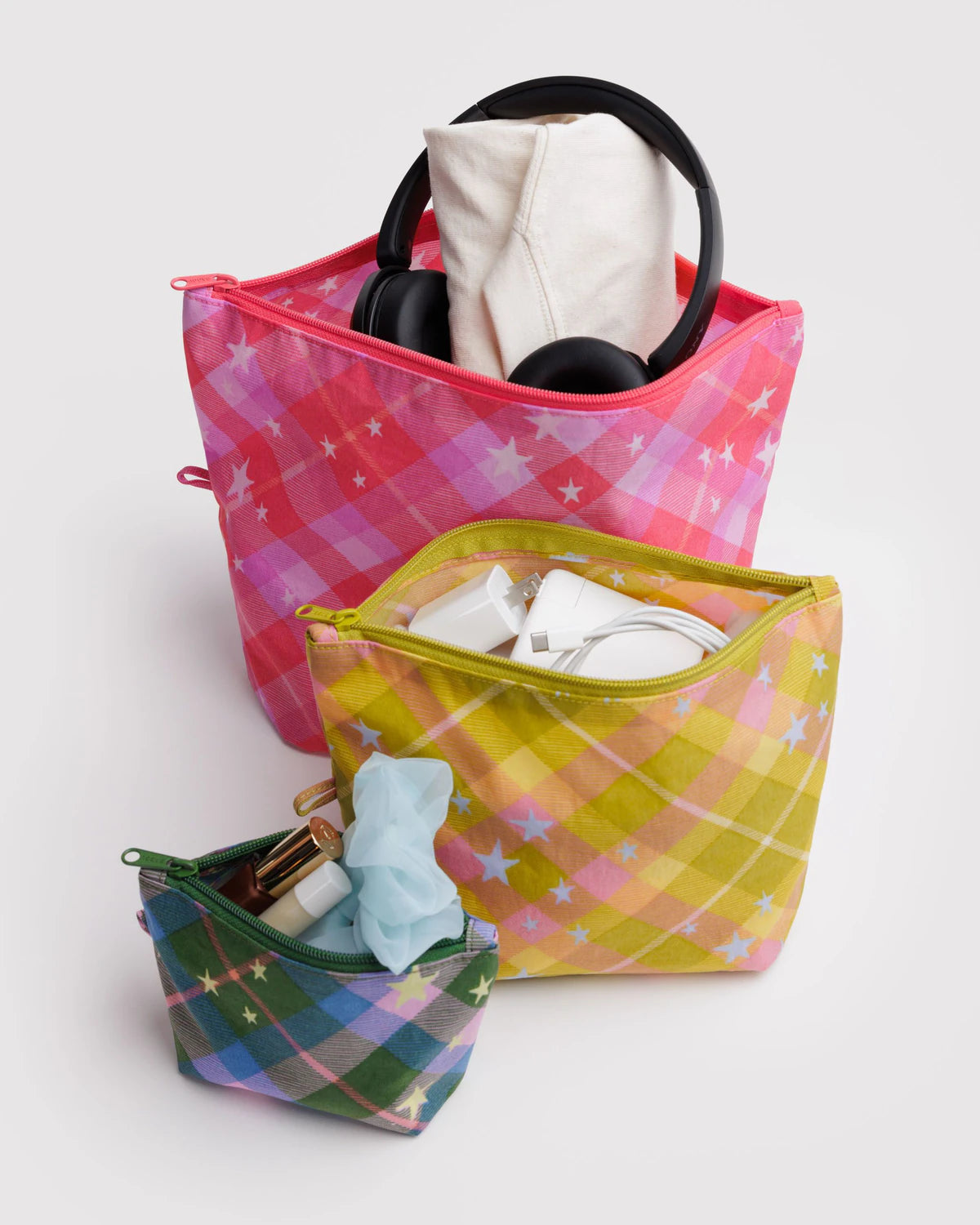 Baggu Go Pouch Set - Star Plaid