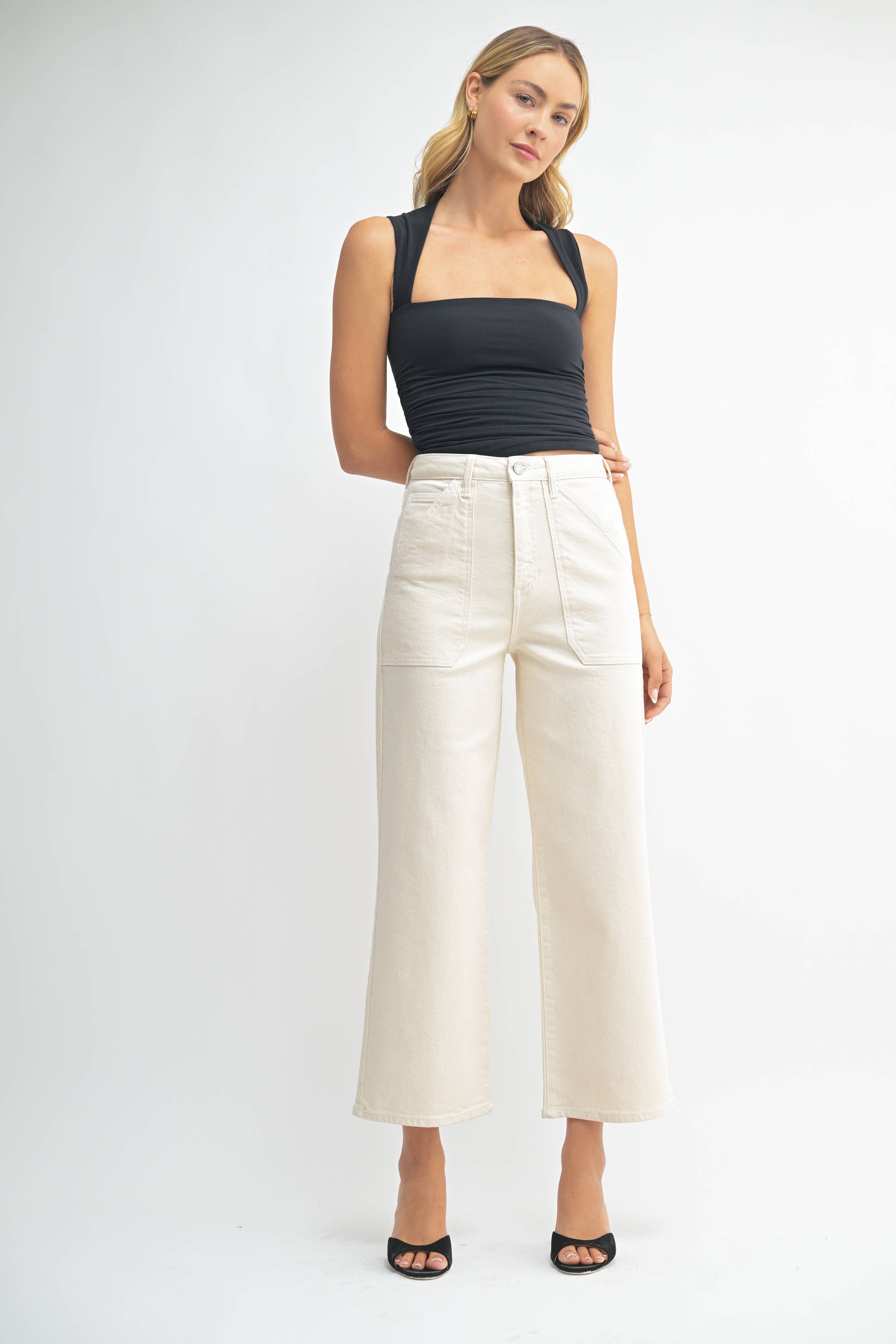 Almond High Rise Pocket Wide Leg - Proper