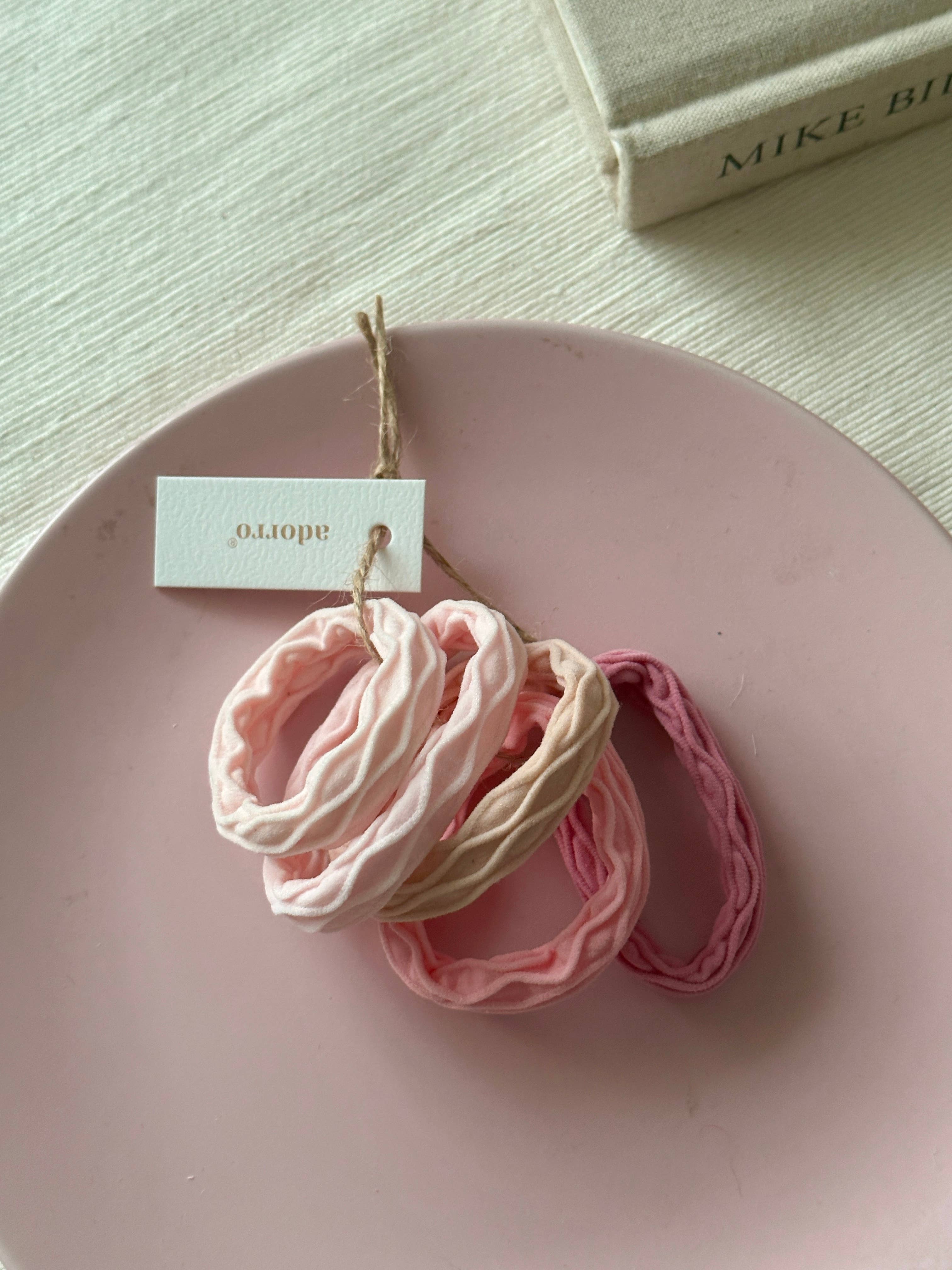 Pink Wavy Seamless Hair Ties (Set of 5) - Proper