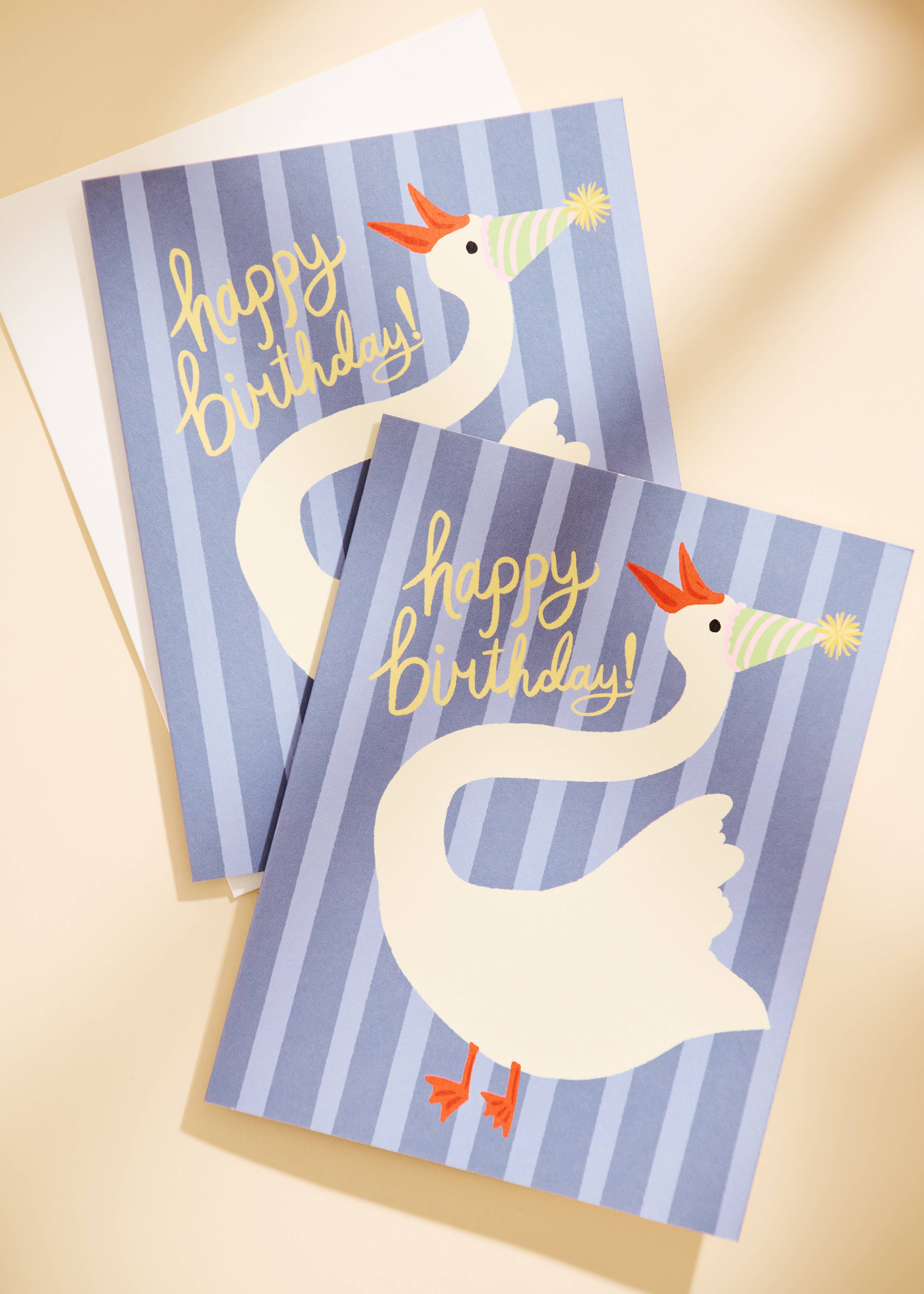 Goose Happy Birthday Striped Card - Proper