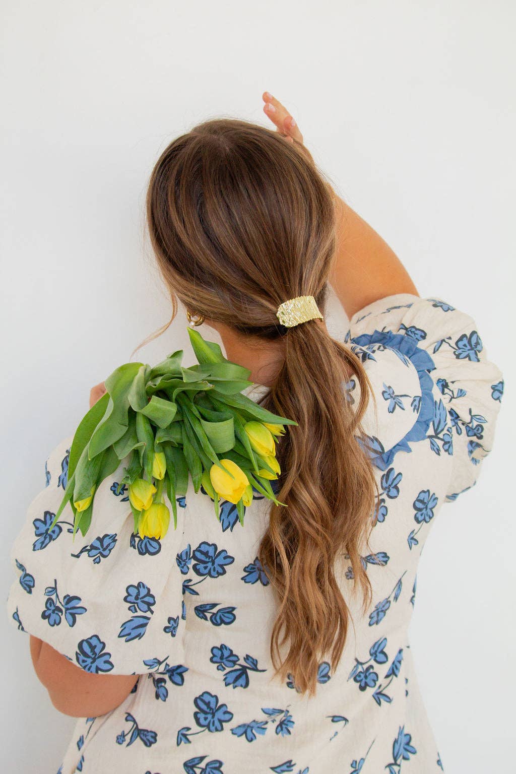 Gold Ruffled Bar Ponytail Cuff - Proper