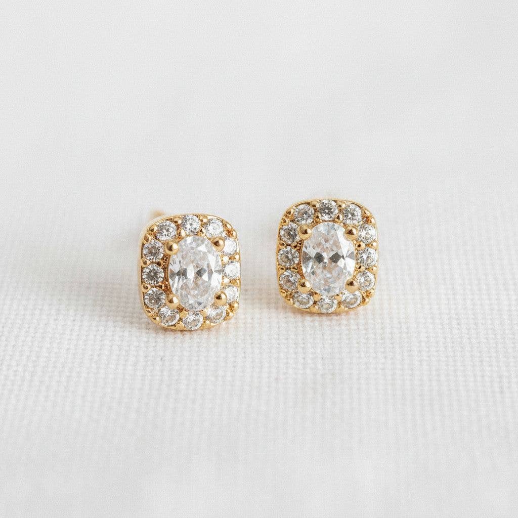 Pave CZ Stud Earrings