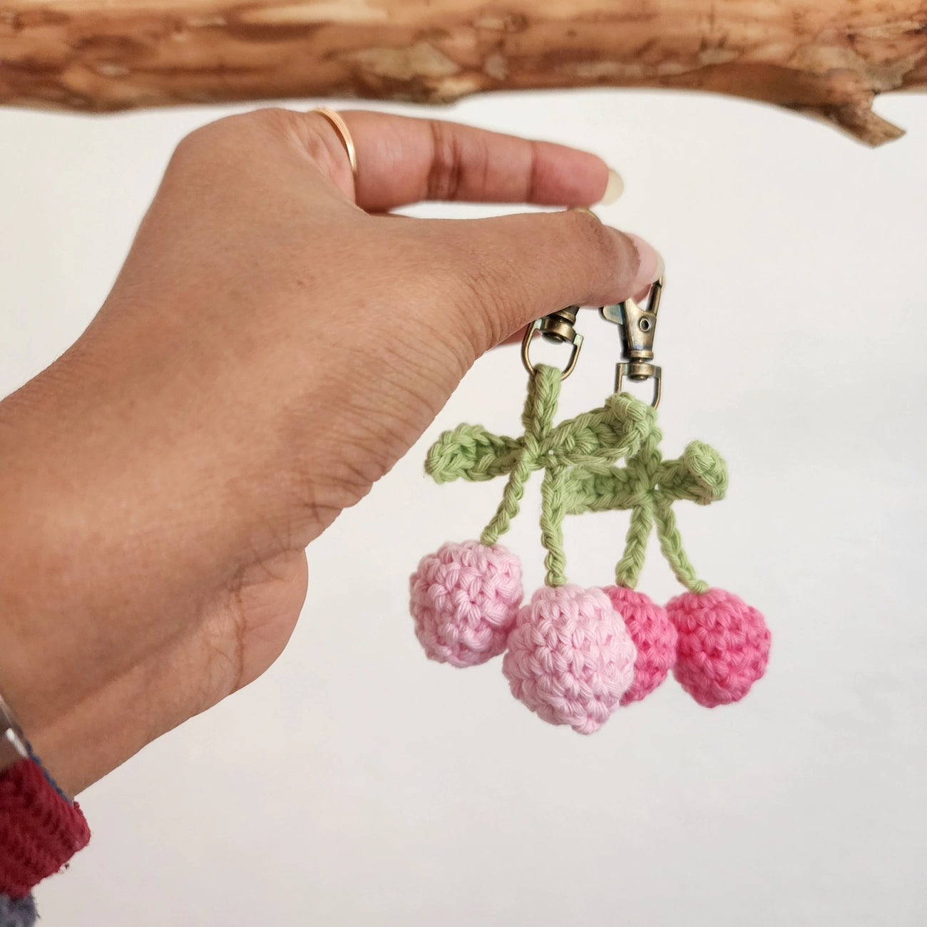 Handmade Cherry Keychain