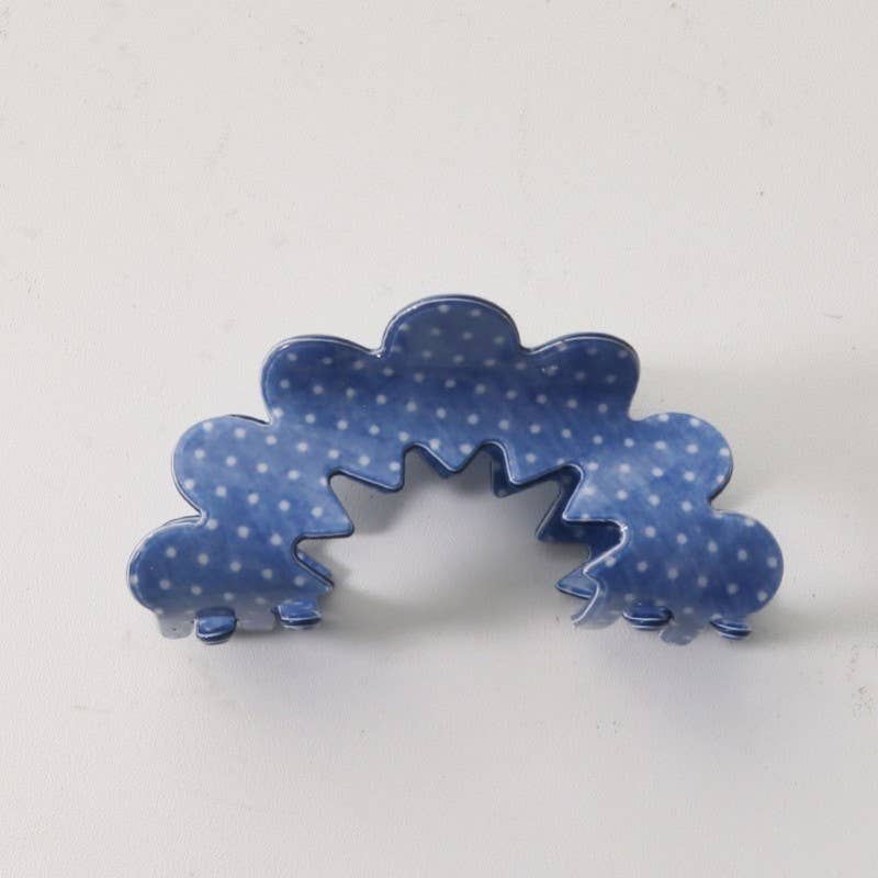 Blue + White Half Moon Claw Clip - Proper