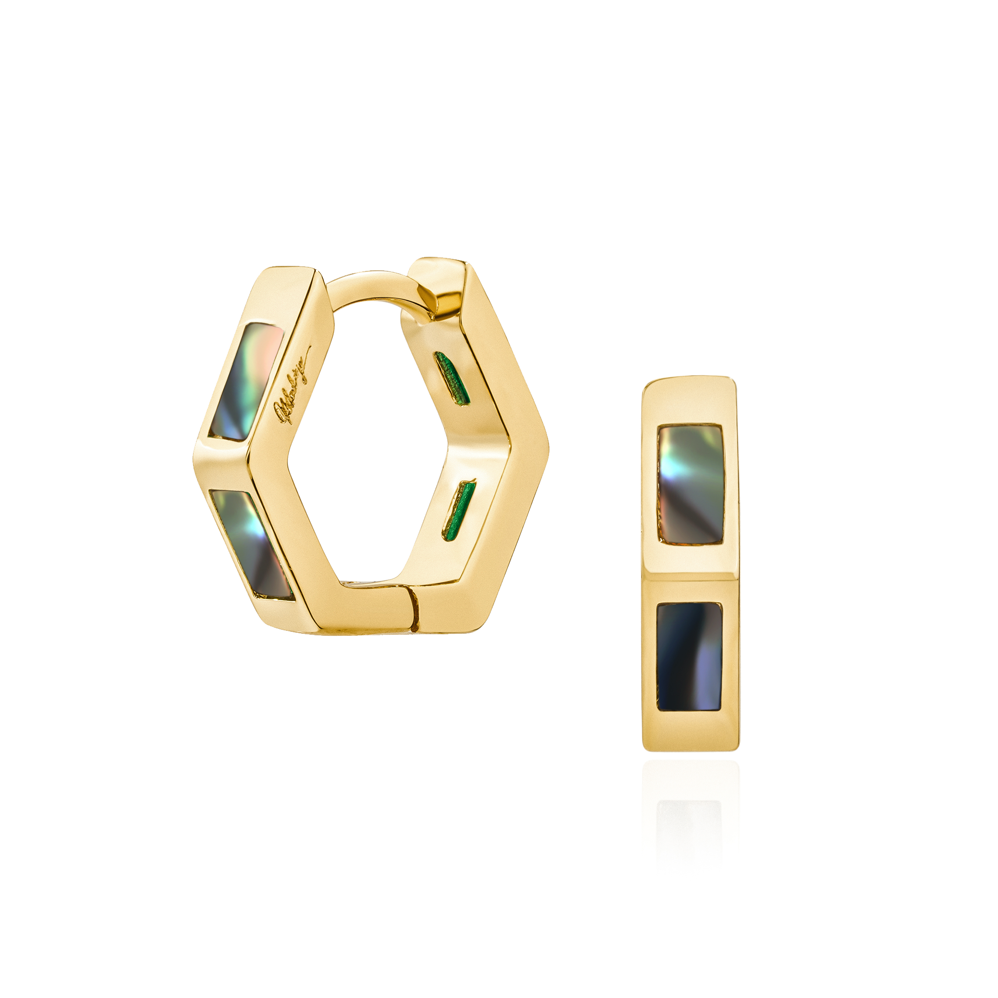 Ari Inlay Hexagon Huggies - Proper