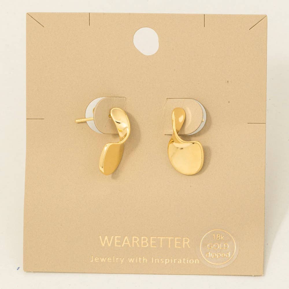 Gold Dipped Twisted Flat Oval Hoop Earrings - Proper