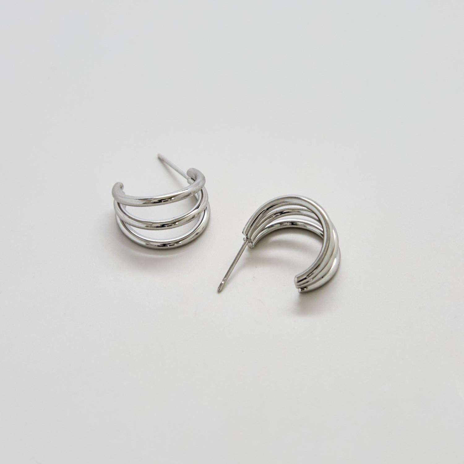 Triple Arc Silver Hoop Earrings - Proper