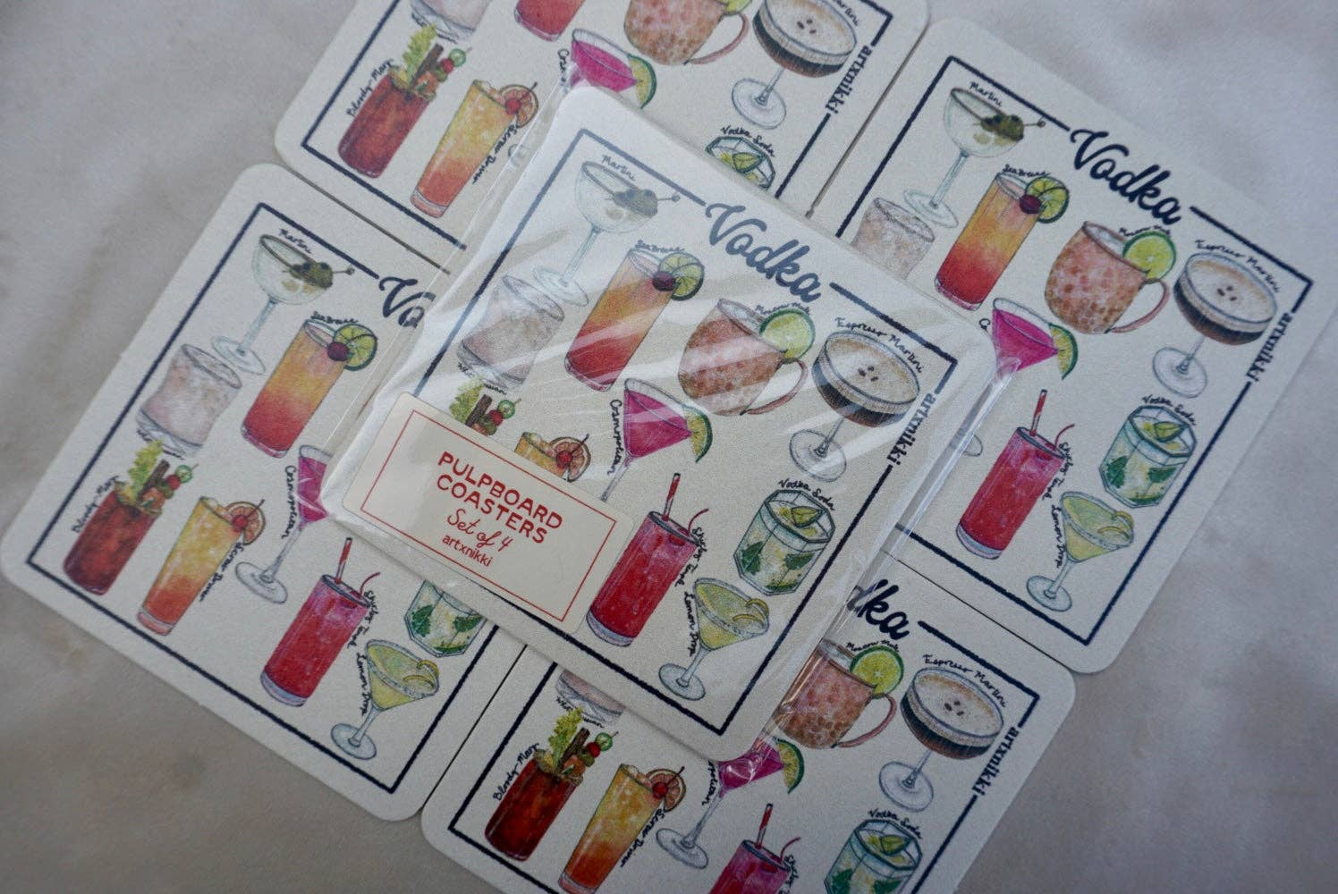 Classic Vodka Cocktail Coaster Set of 4