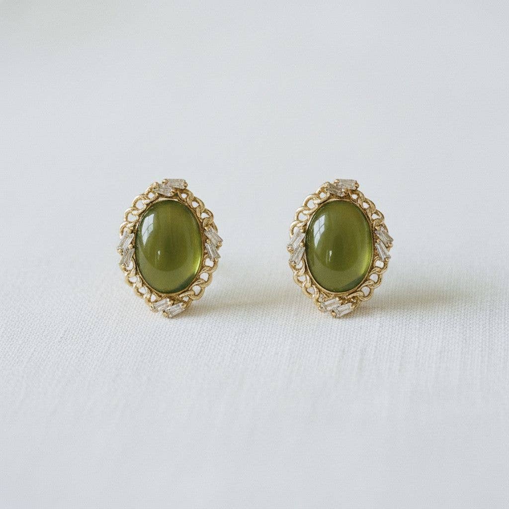 Green Cats Eye Earrings
