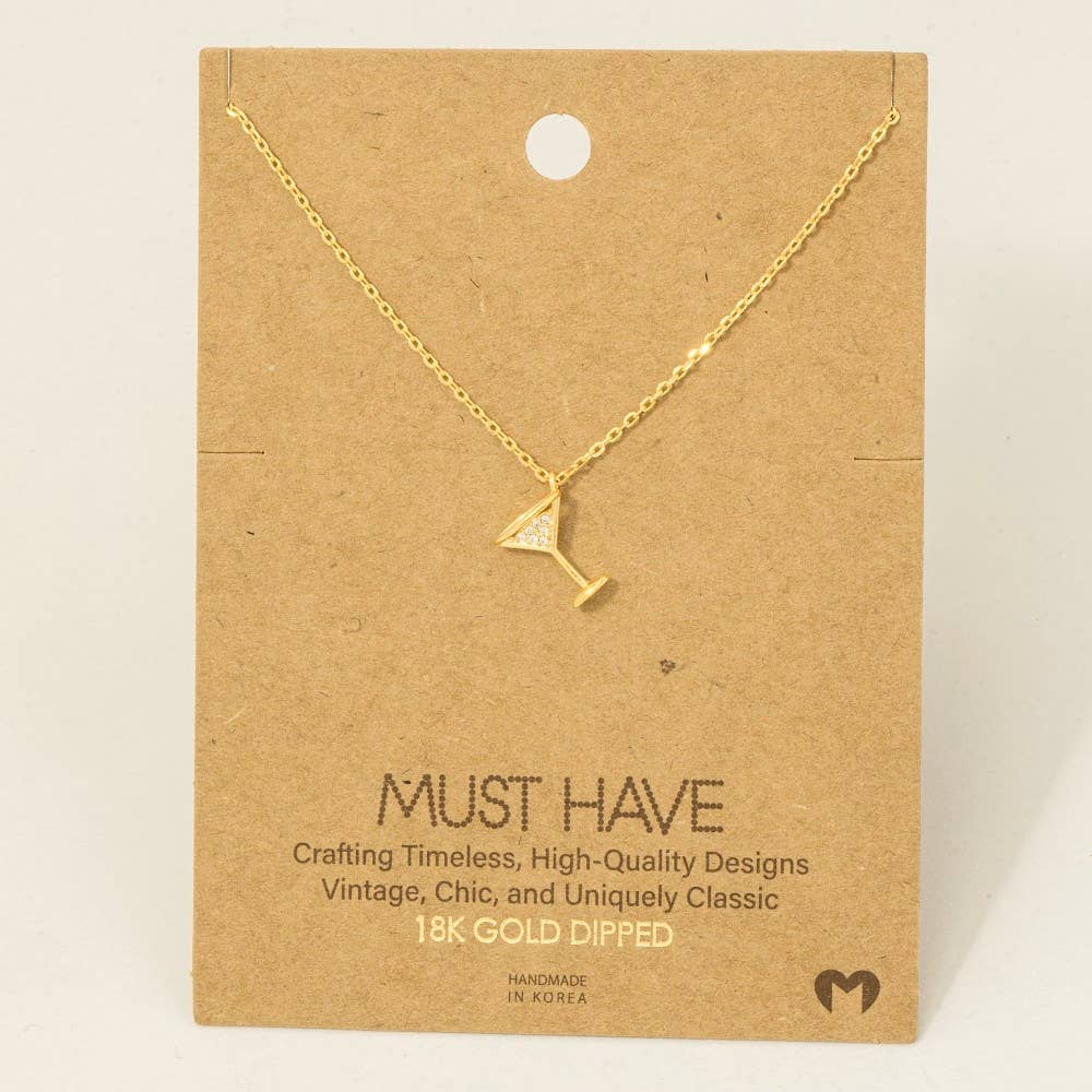 Gold Dipped Cz Martini Pendant Necklace - Proper