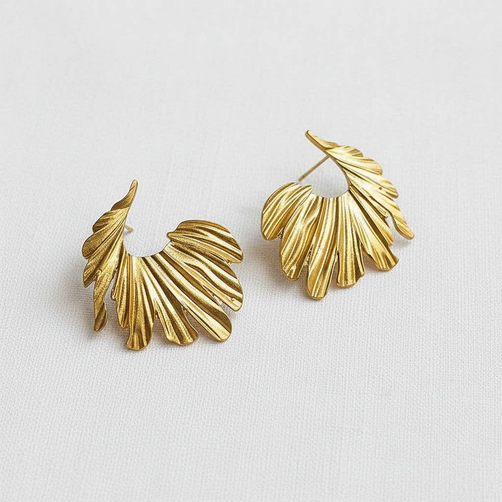 Curved Leaf Earrings