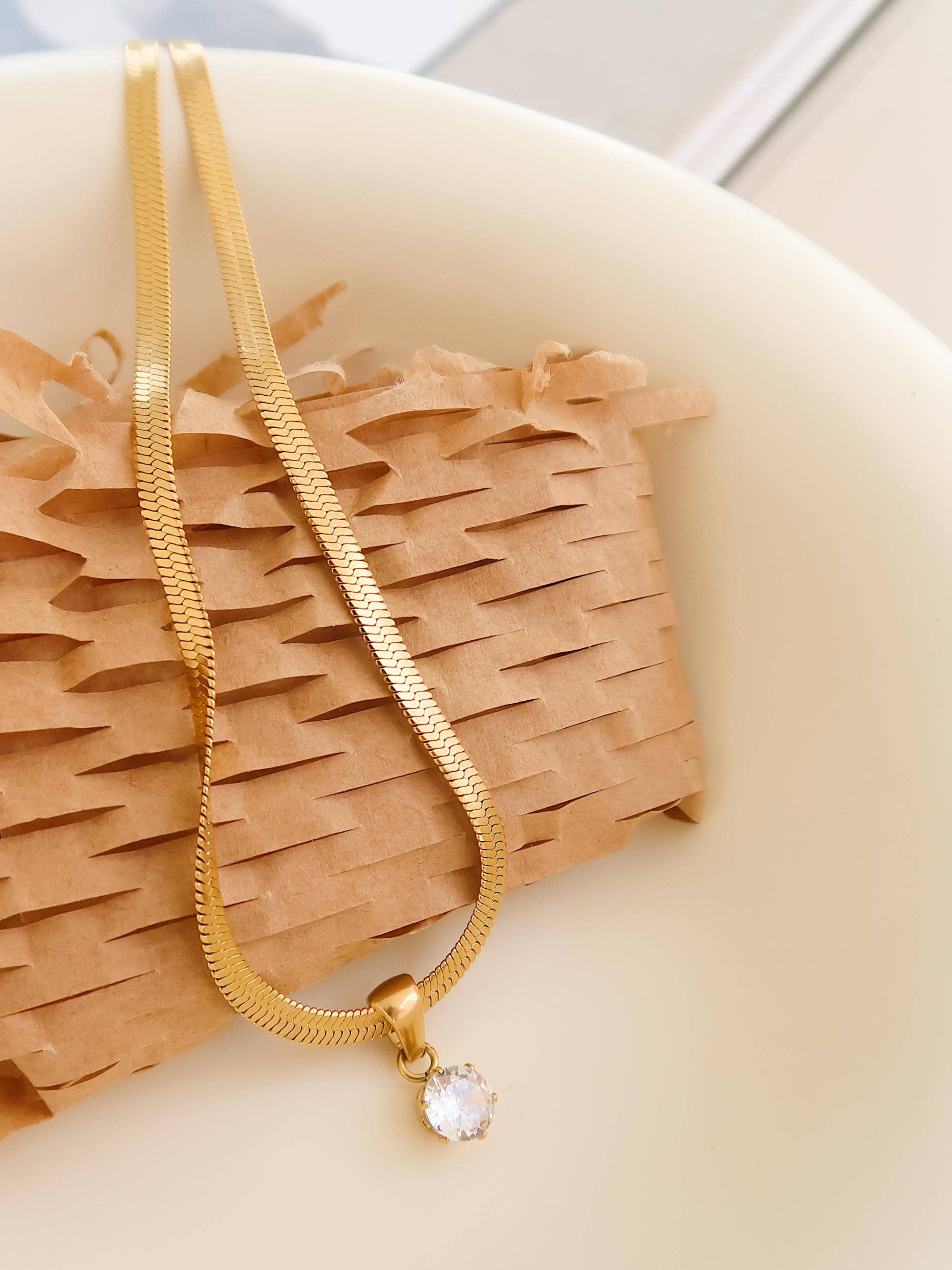 Blanc CZ Snake Chain Necklace - Proper