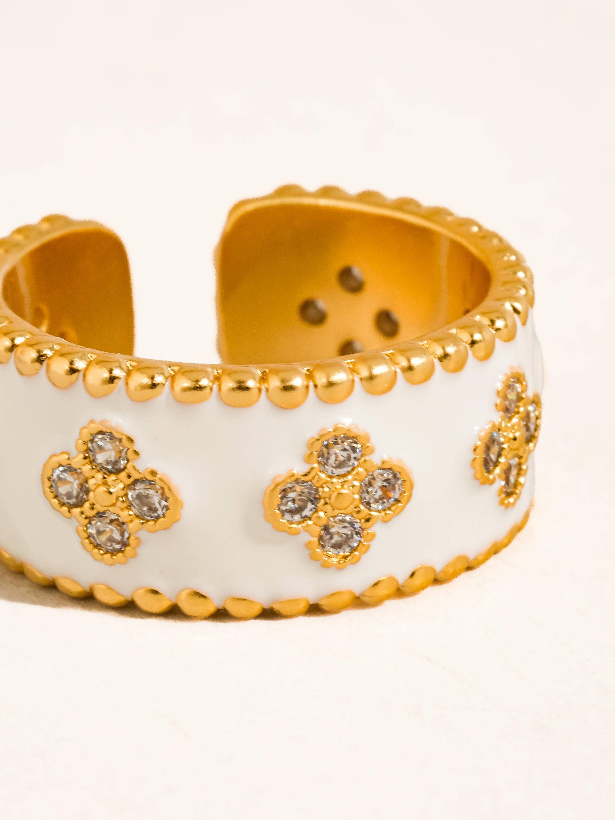 Satin Enamel Floral Band Ring