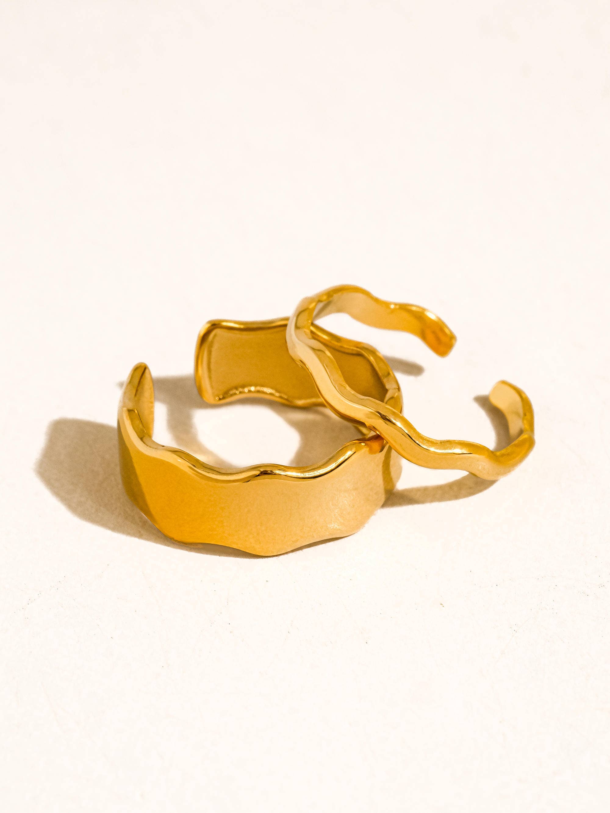 Tracee 18K Gold Non-Tarnish Wave Open Rings - Proper