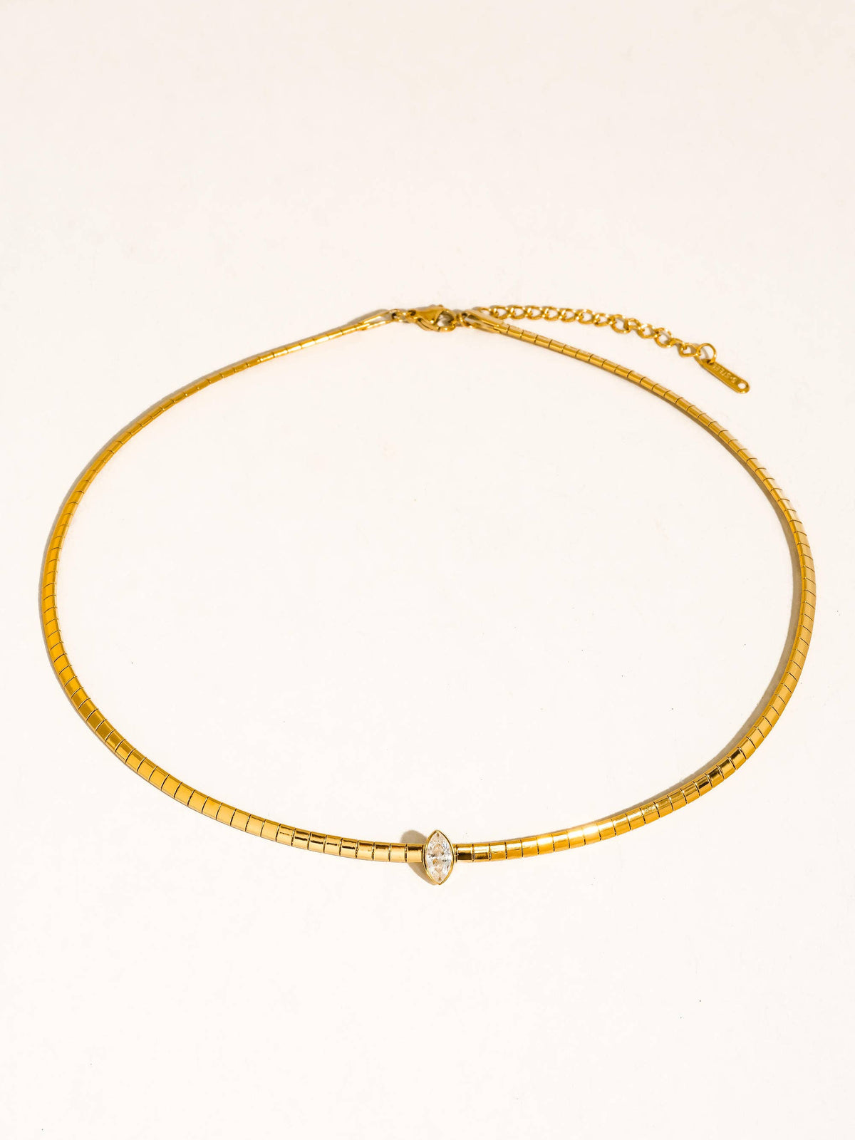 Wynter 18K Gold Non-Tarnish Marquise CZ Box Chain Choker - Proper