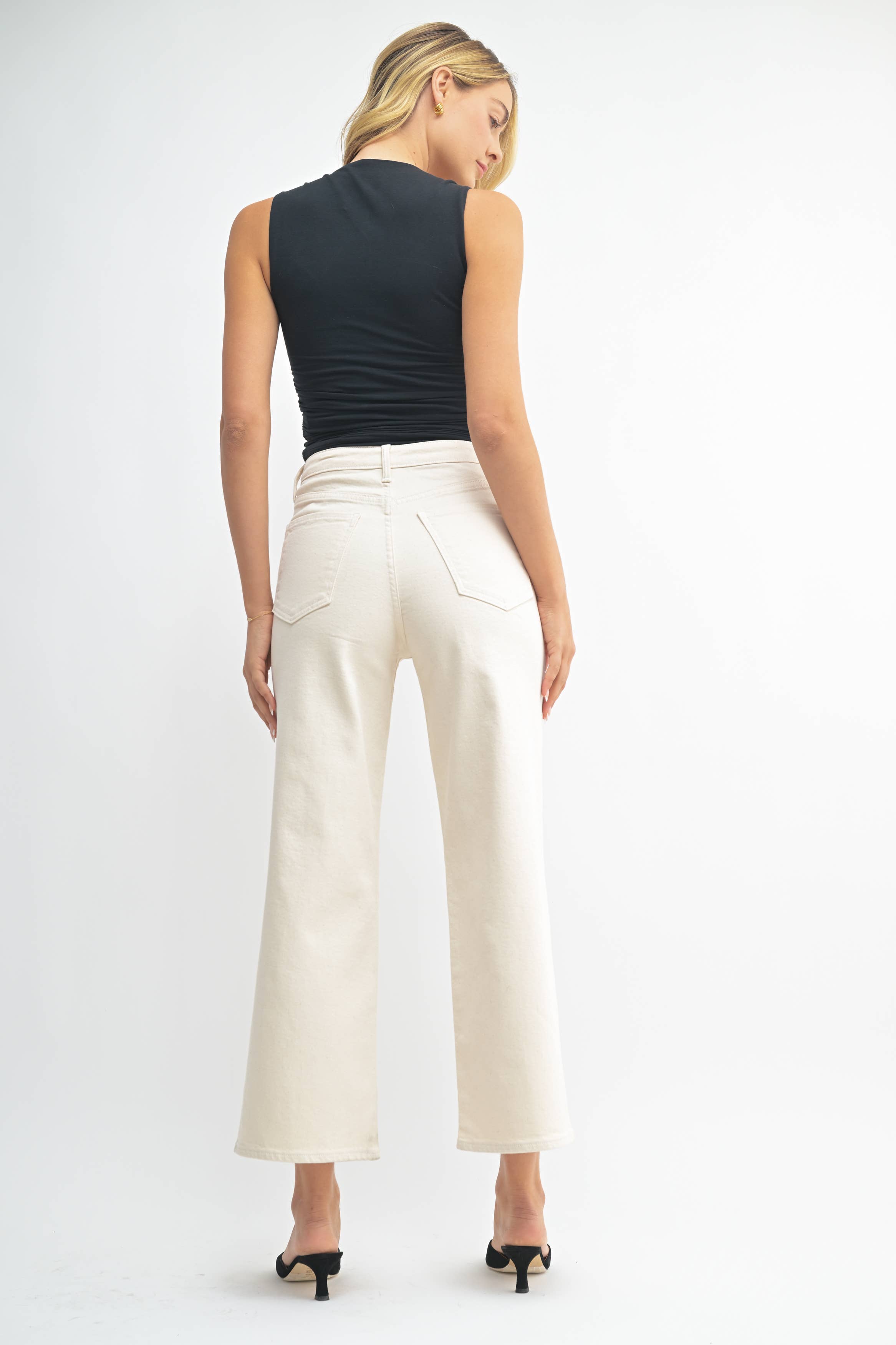 Almond High Rise Pocket Wide Leg - Proper