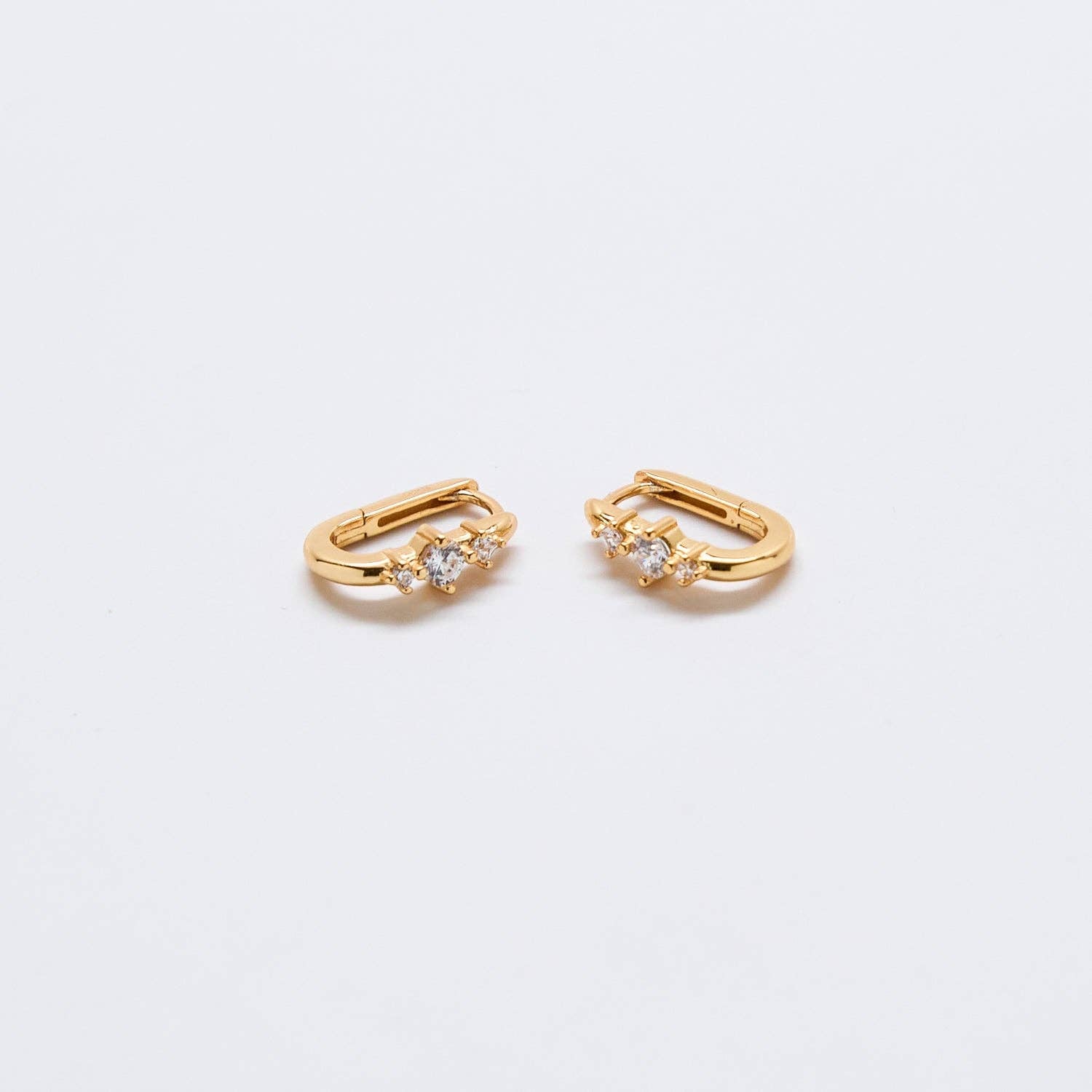 White CZ Square Huggie Earrings - Proper