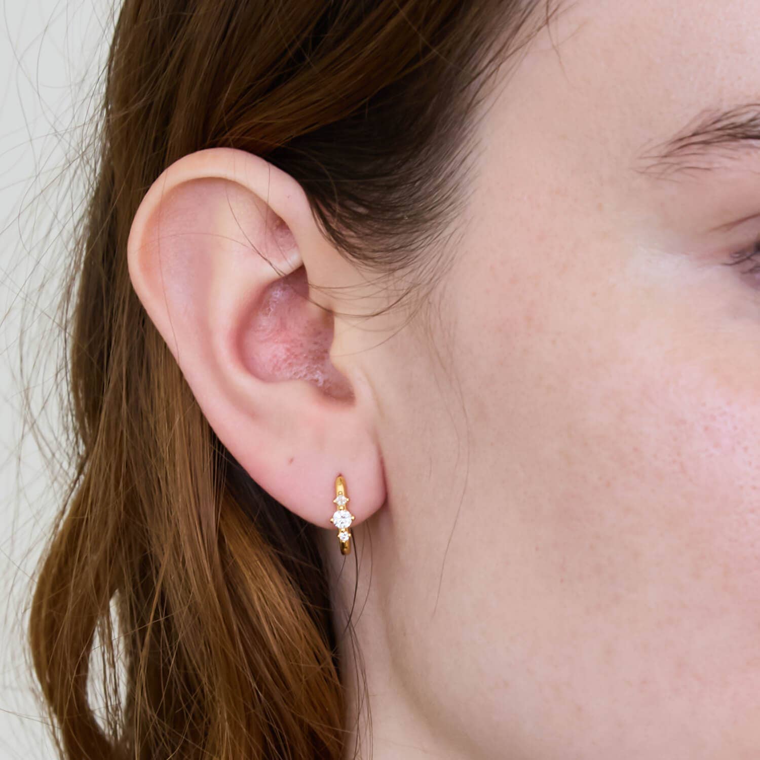 White CZ Square Huggie Earrings - Proper