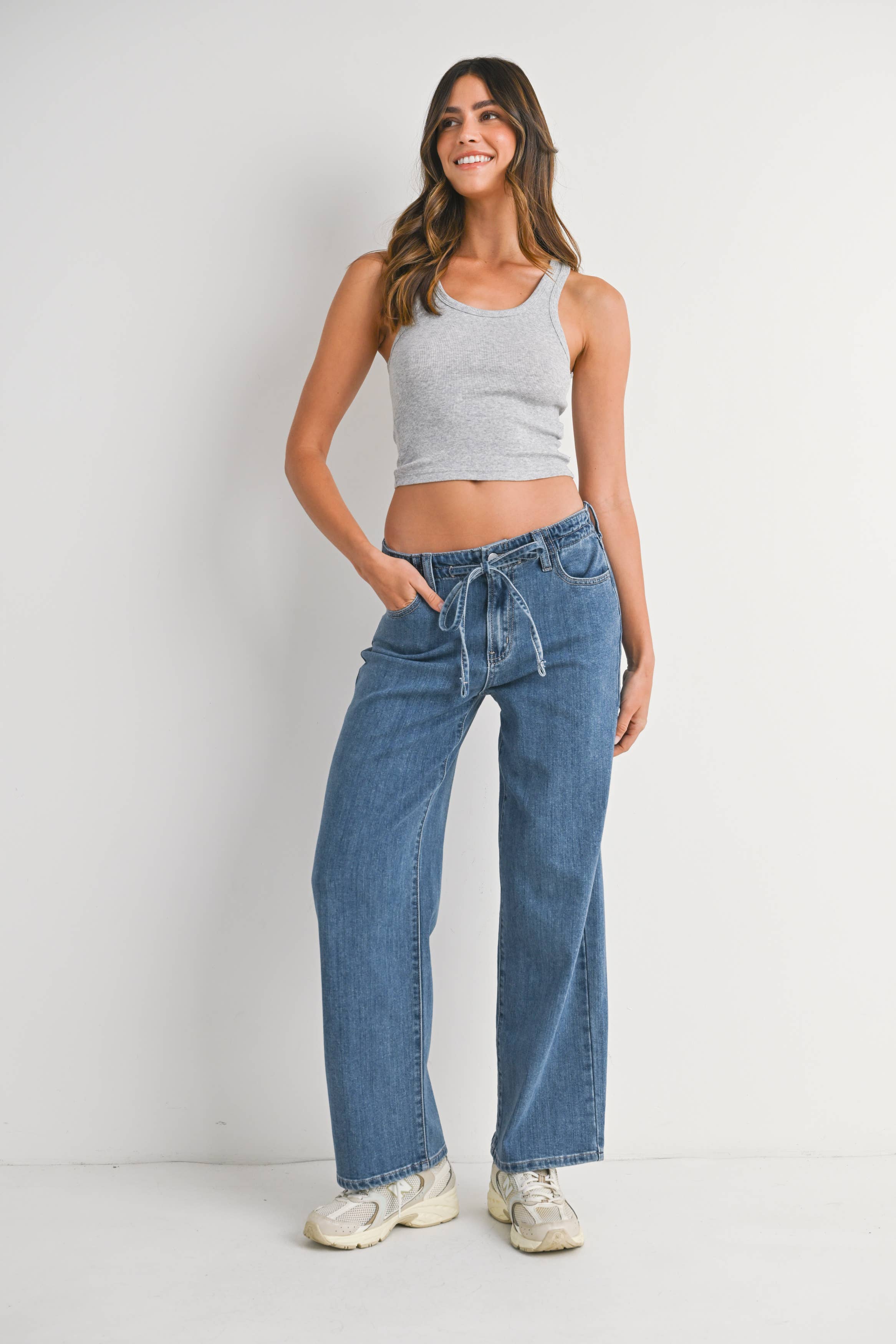 Drawstring Wide Leg Jeans - Proper