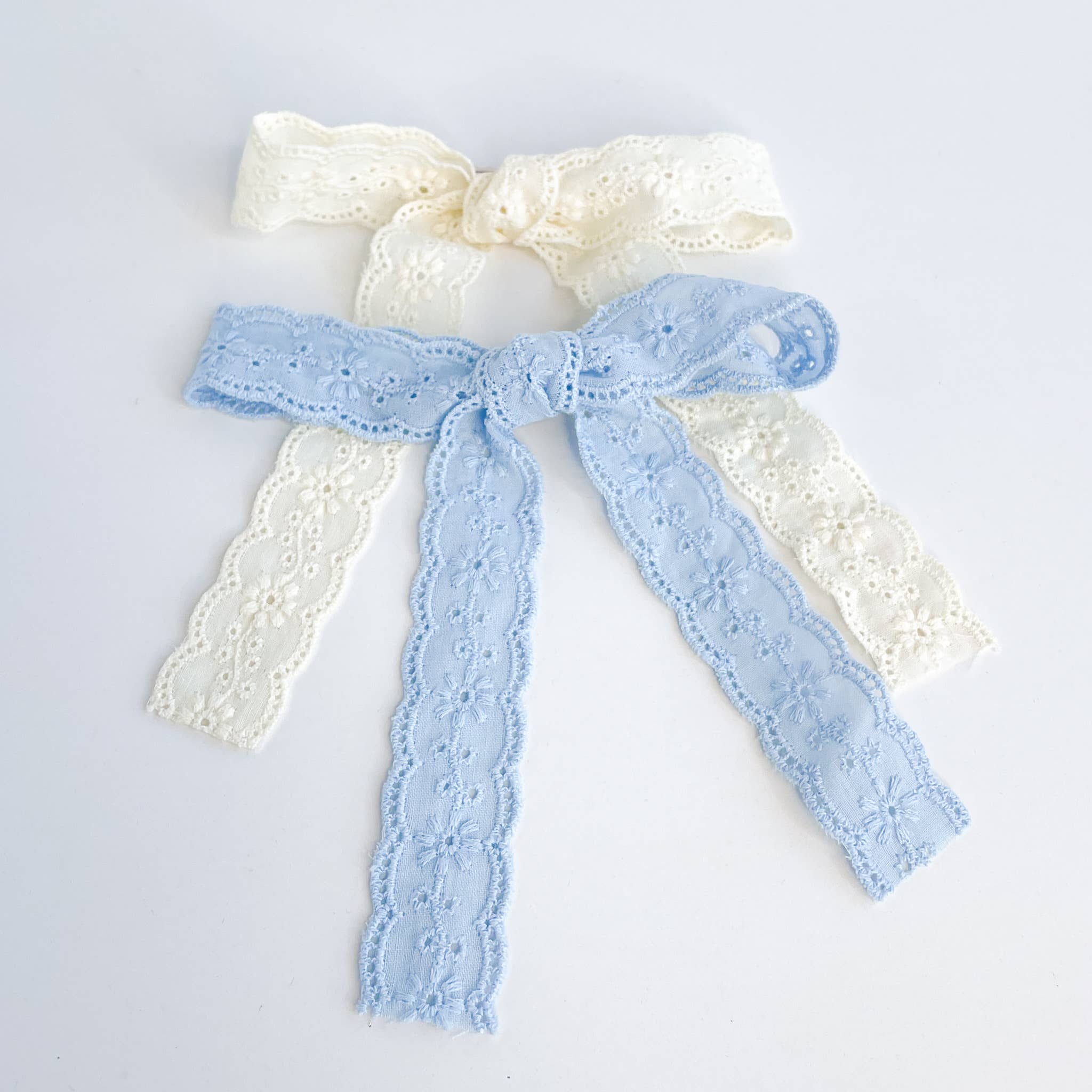 Floral Eyelet Ribbon Bow Clip - Proper