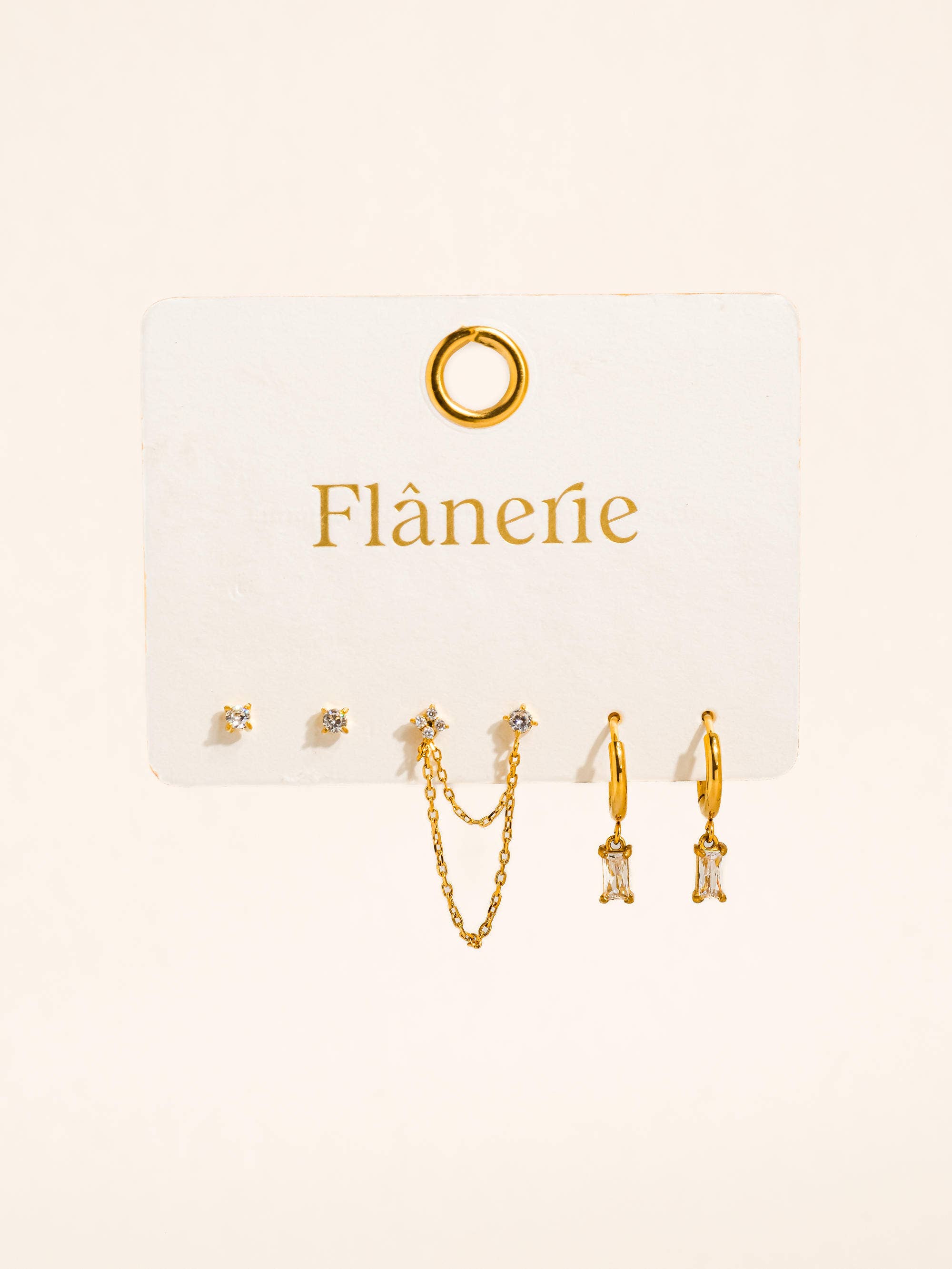 Roussa CZ Chain Earring Set