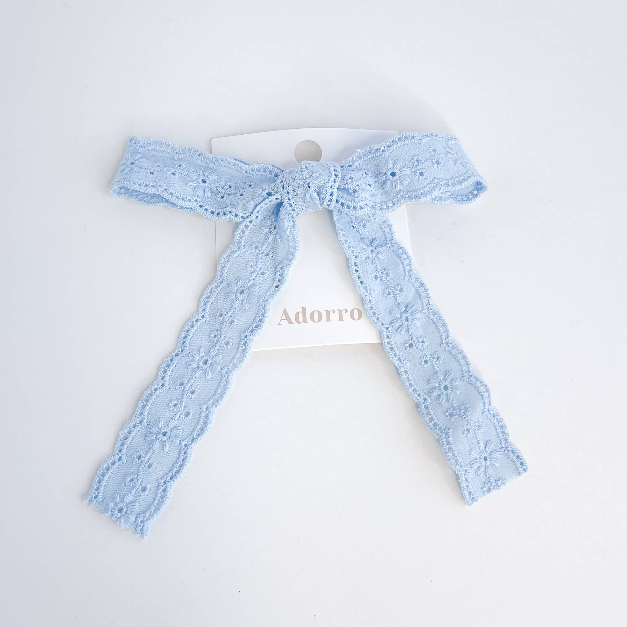 Floral Eyelet Ribbon Bow Clip - Proper