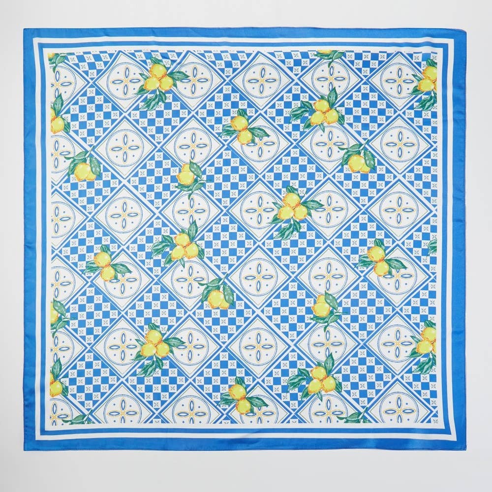 Mosaic Lemon Print Square Bandana Scarf - Proper