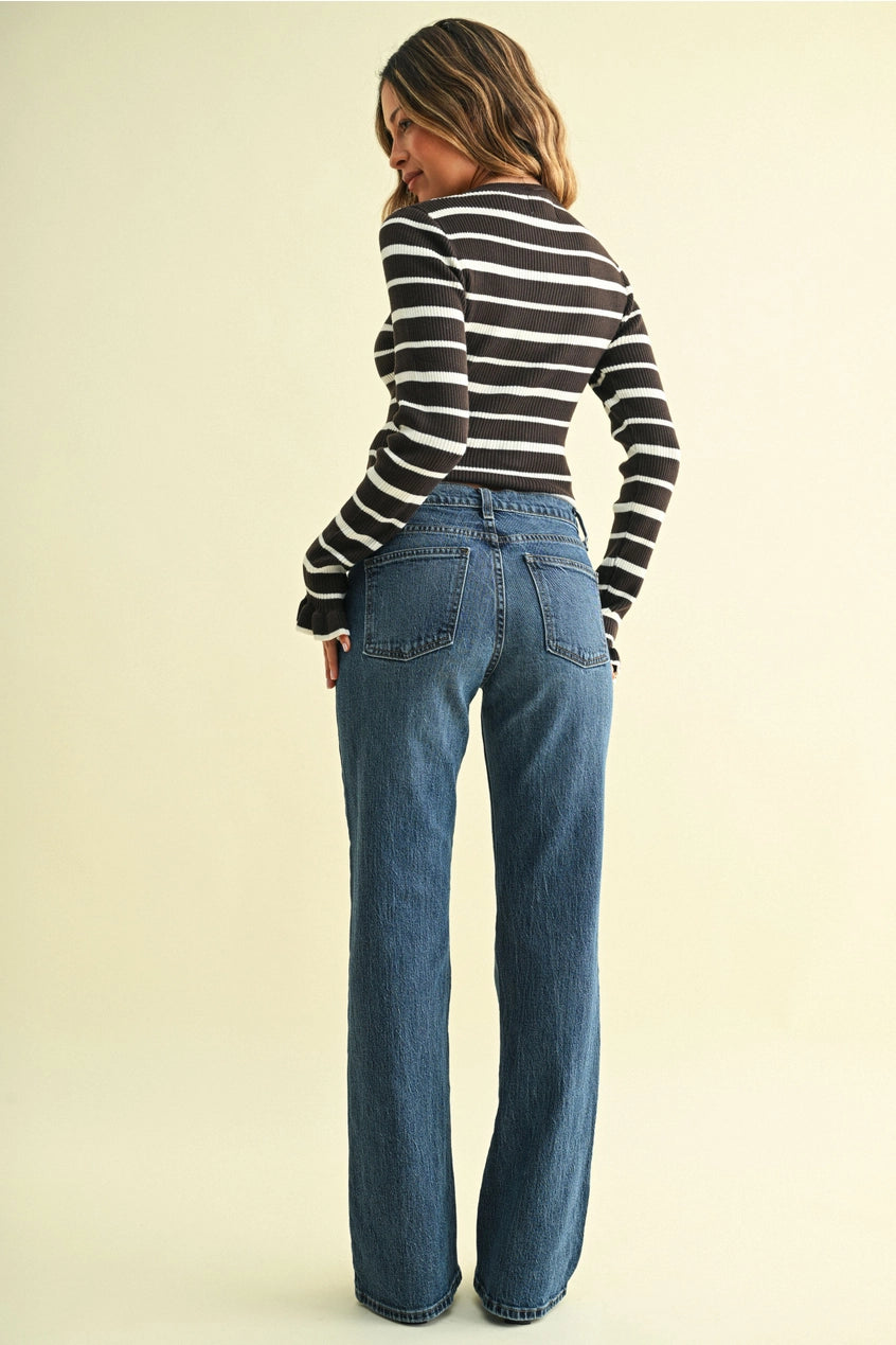 Mid Rise Boot Cut Jeans