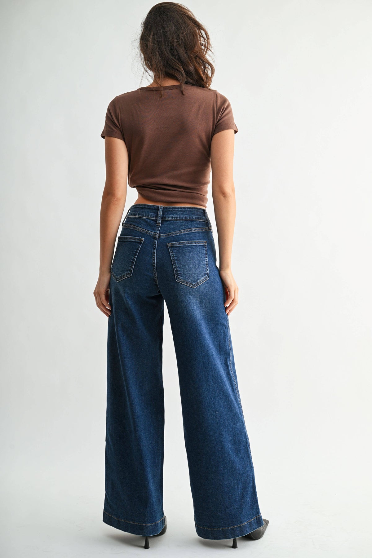Dark Denim High Rise Wide Leg Jeans