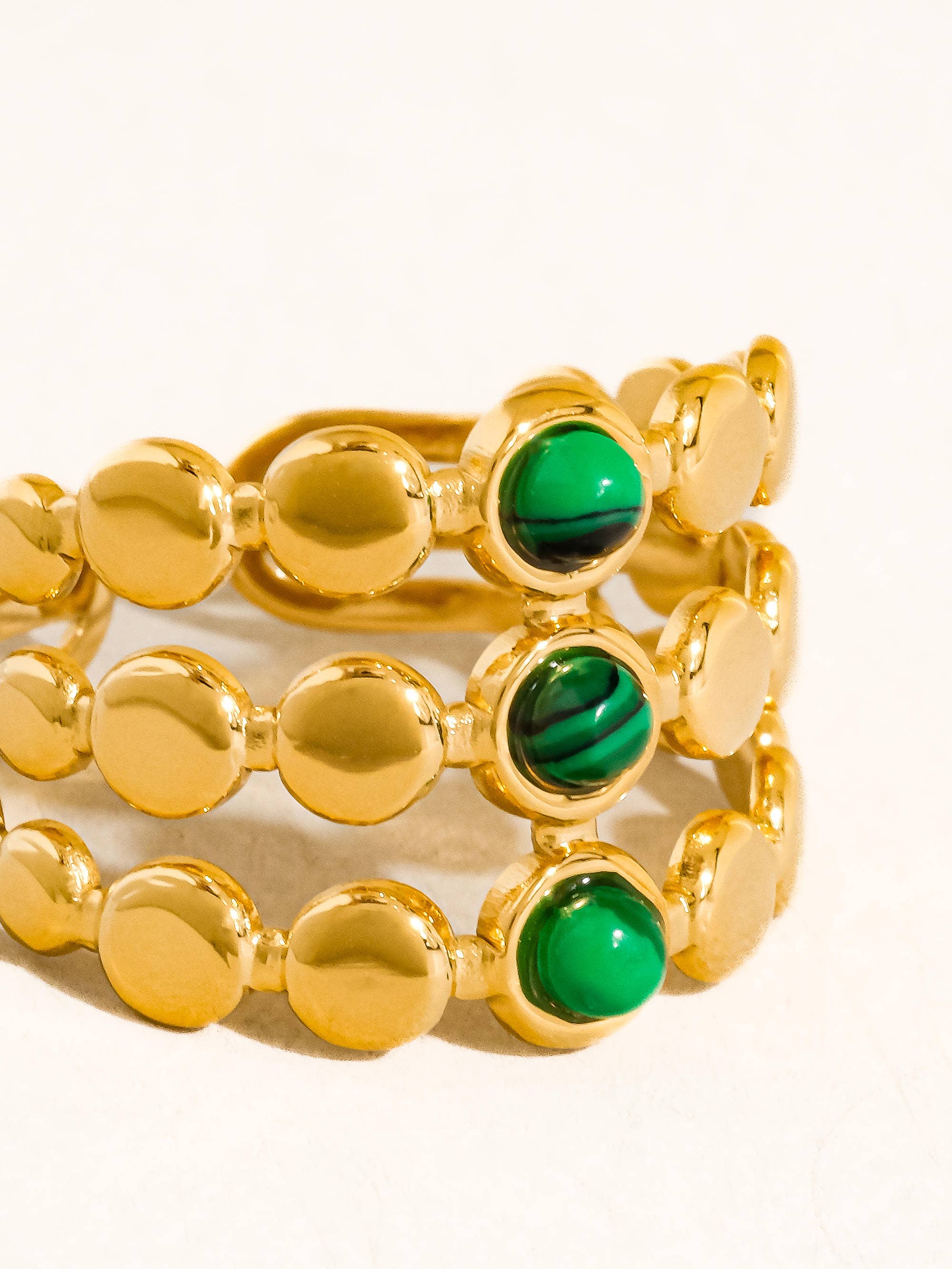 Quest 18K Gold Non-Tarnish Stone Beaded Ring - Proper