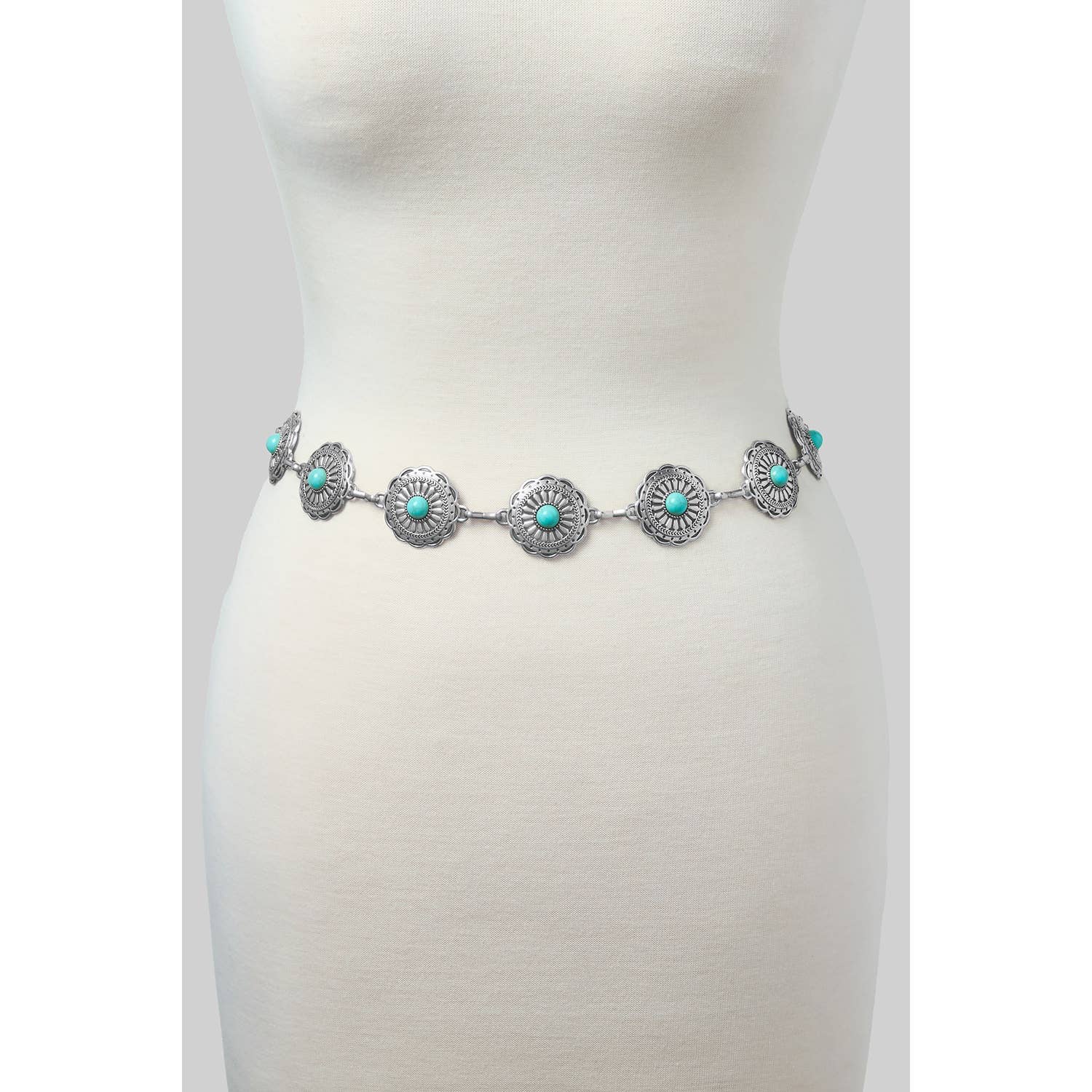 FLORAL SQUASH BLOSSOM LINK CHAIN BELT WITH TQ - Proper