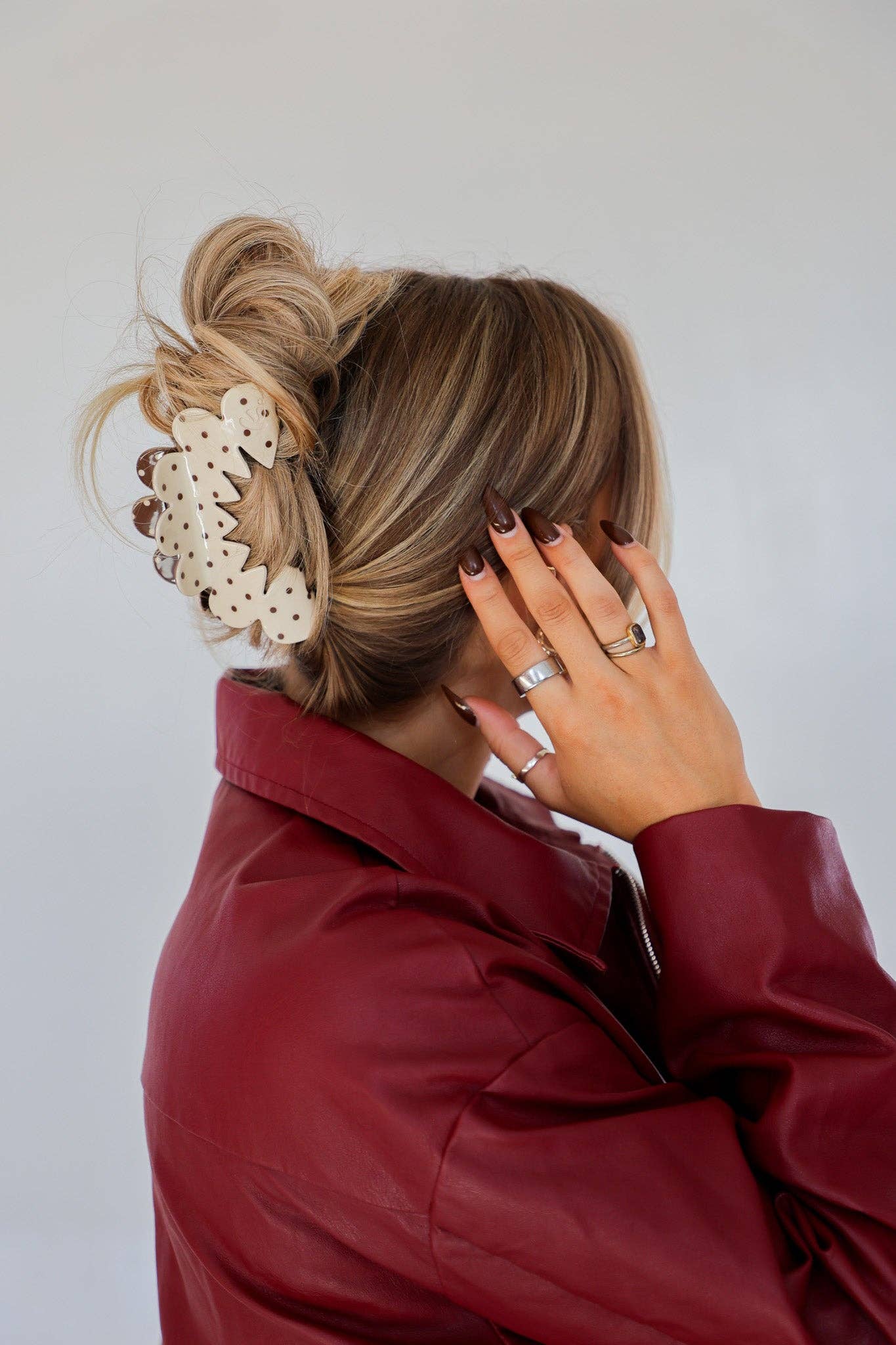 Brown & Cream Petal Arch Claw Clip - Proper