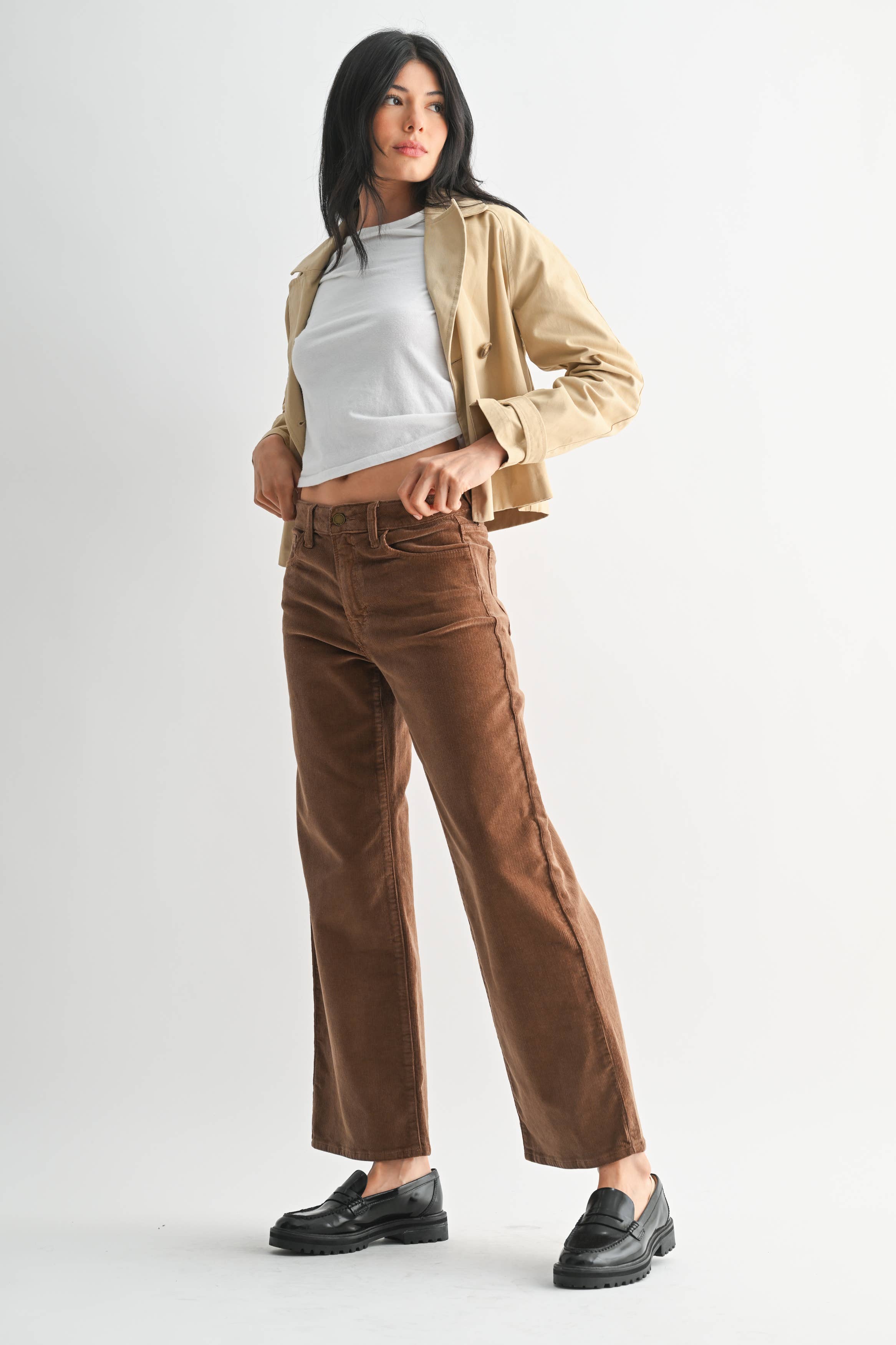 DP500-C - DK KHAKI - Wide Leg Corduroy - Proper