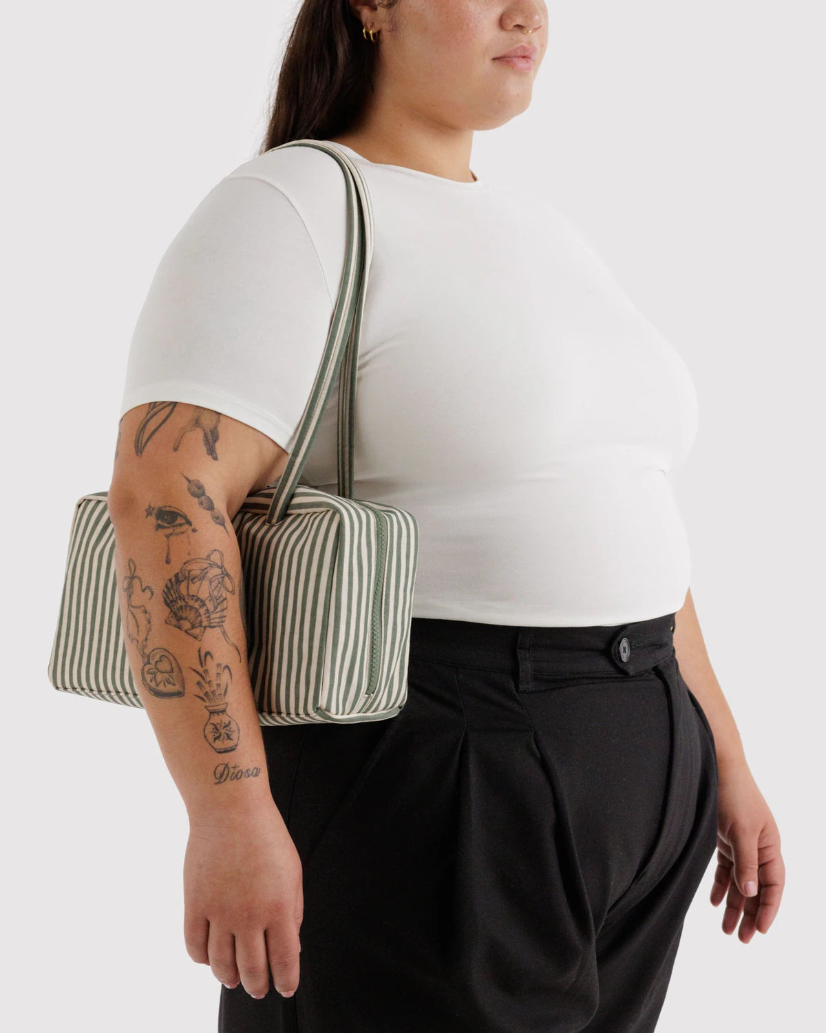 Baggu Nylon Bowler Bag - Sage Stripe - Proper