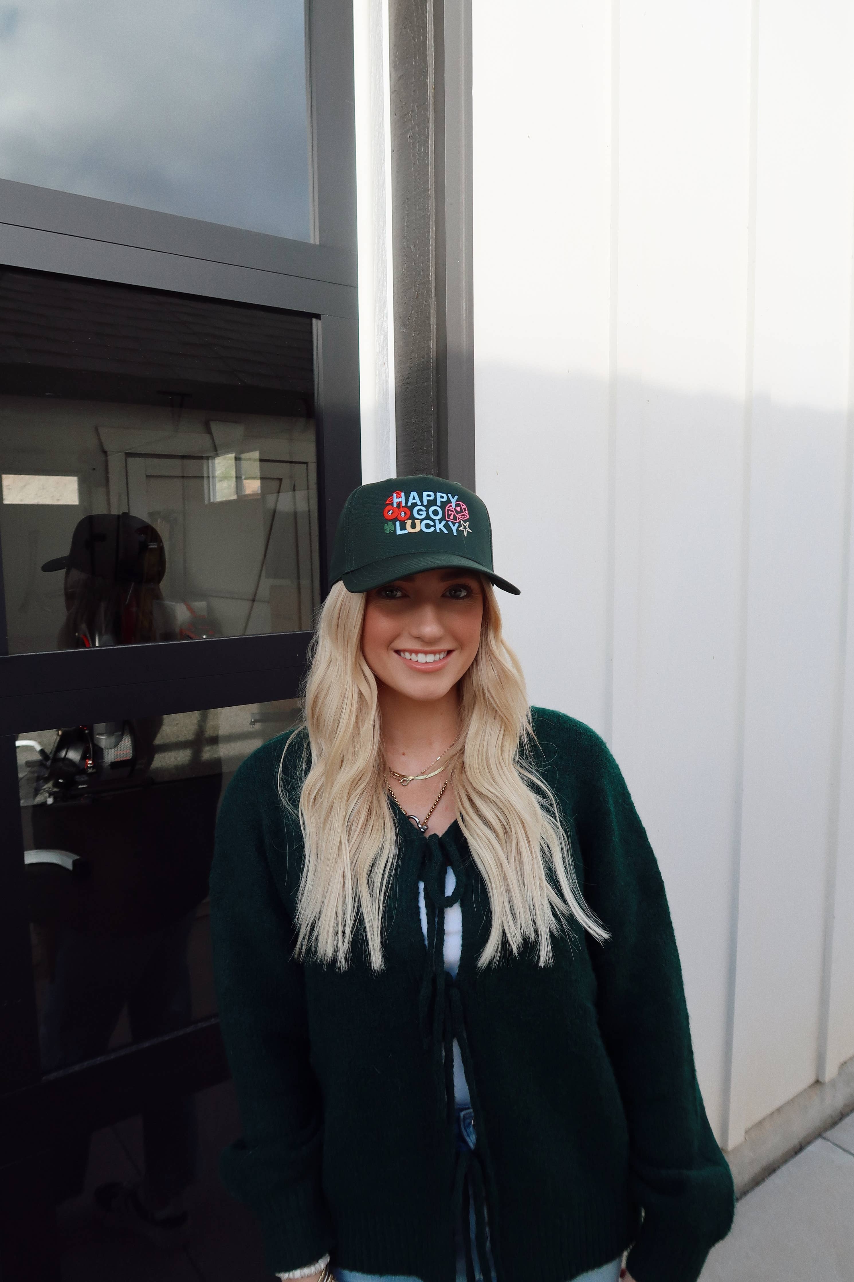Happy Go Lucky Embroidered Hat