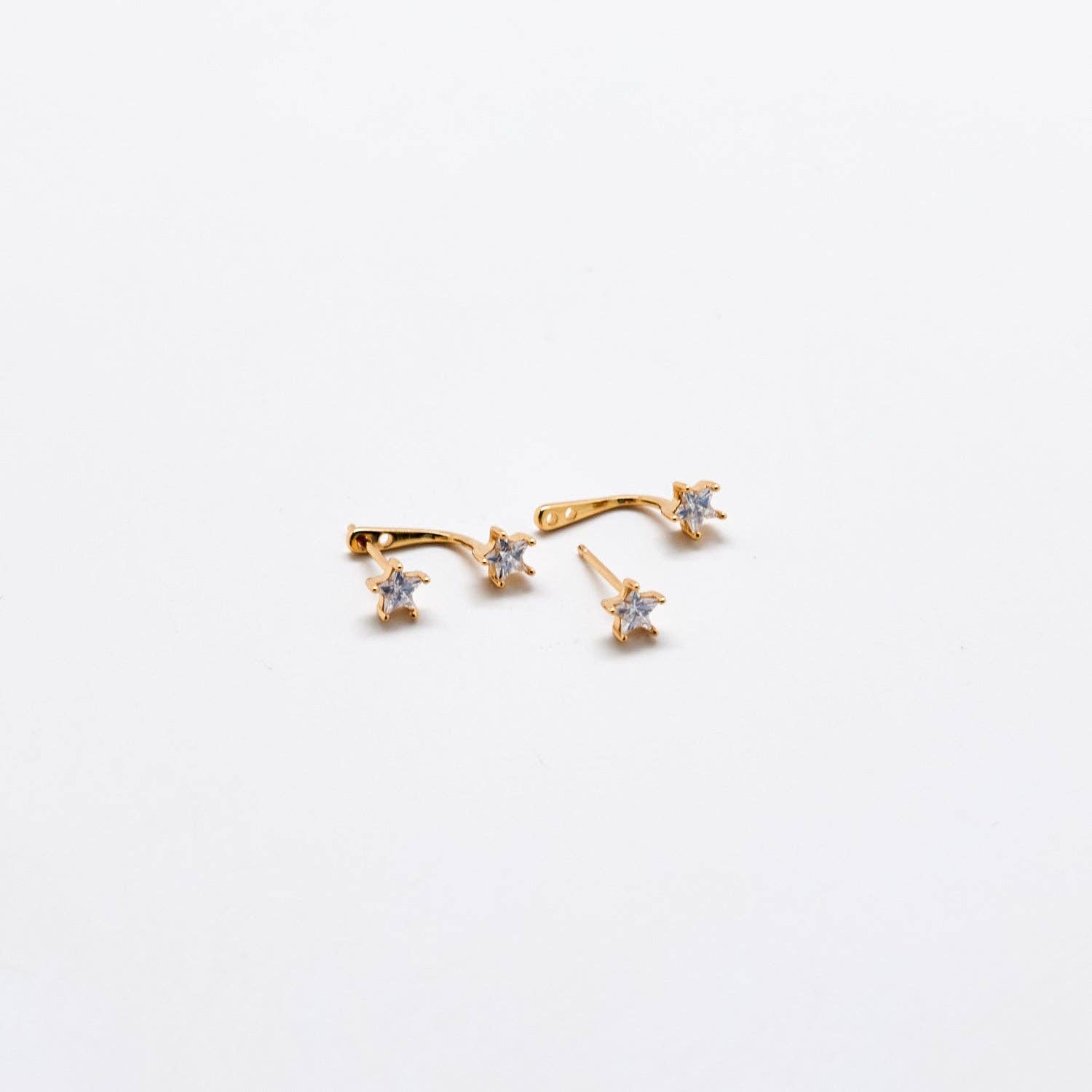 Double CZ Star Ear Jacket Earrings - Proper
