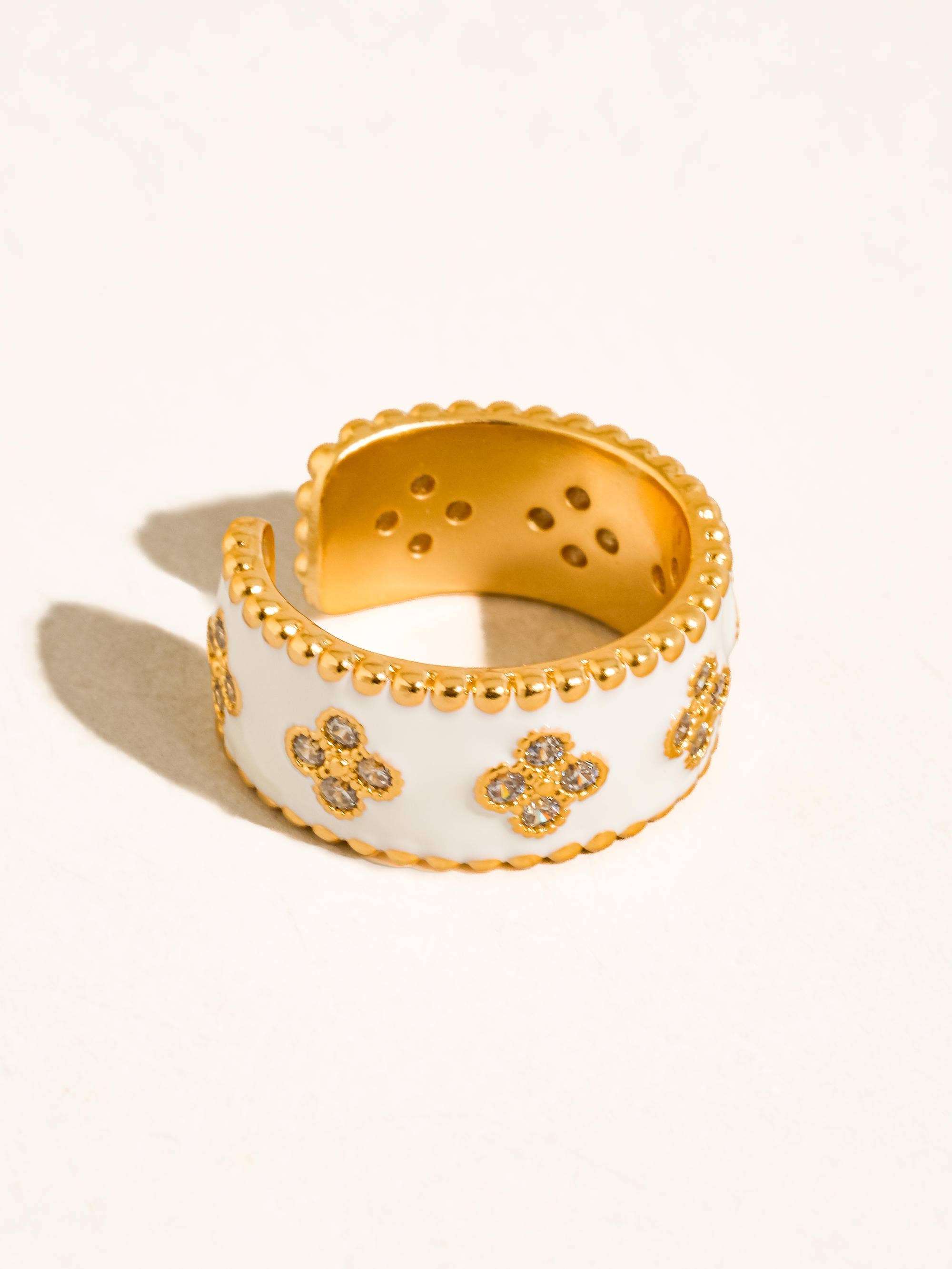 Satin Enamel Floral Band Ring